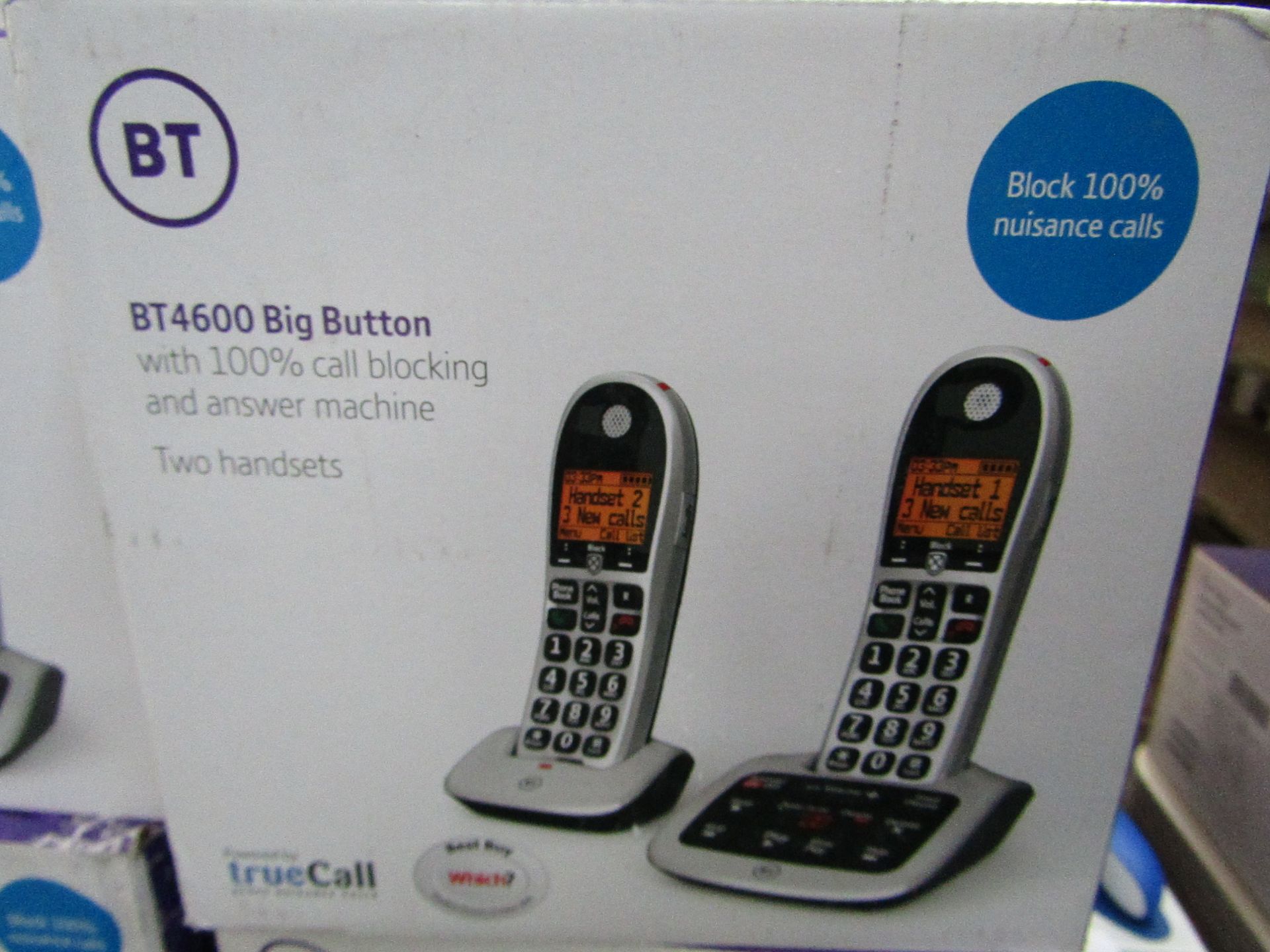 BT 4600 Duo set of Big Button Digital telephones with nuisance call blocker built in, looks unused