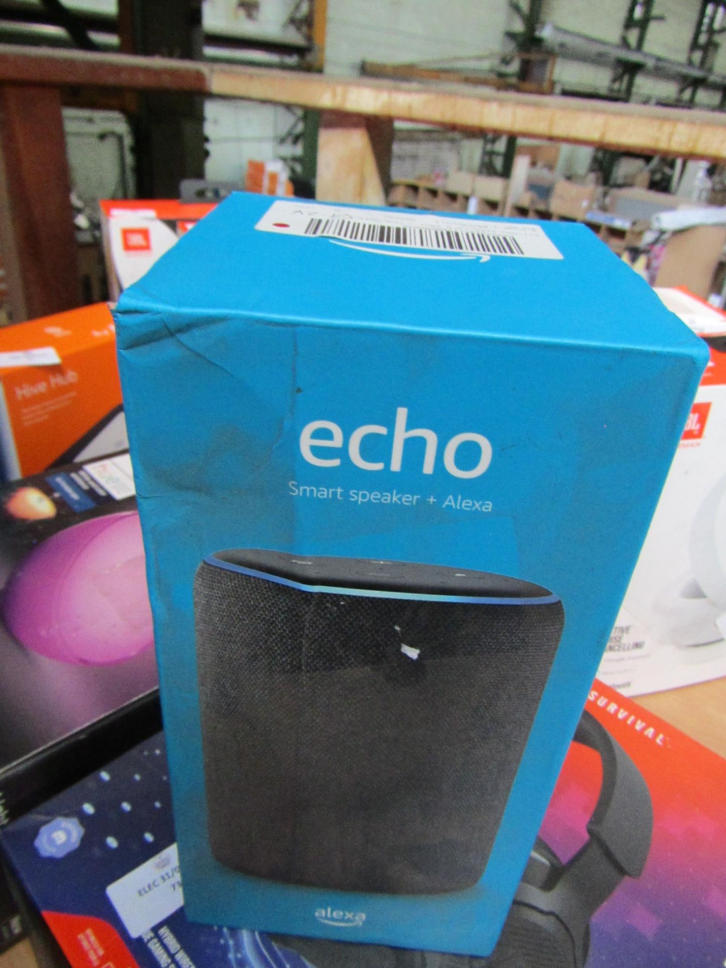 Amazon Echo 3rd gen smart speaker, unchecked in original box