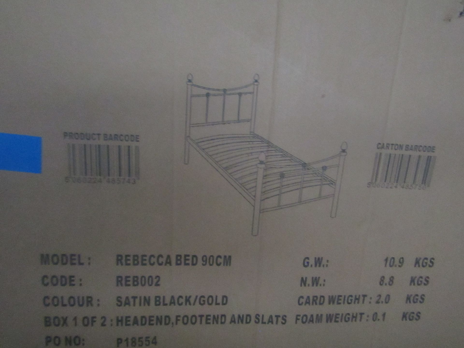 | 1X | CARPETRIGHT RENATA 3FT BLACK BED FRAME | 2 BOXES | UNCHECKED AND BOXED - VIEWING