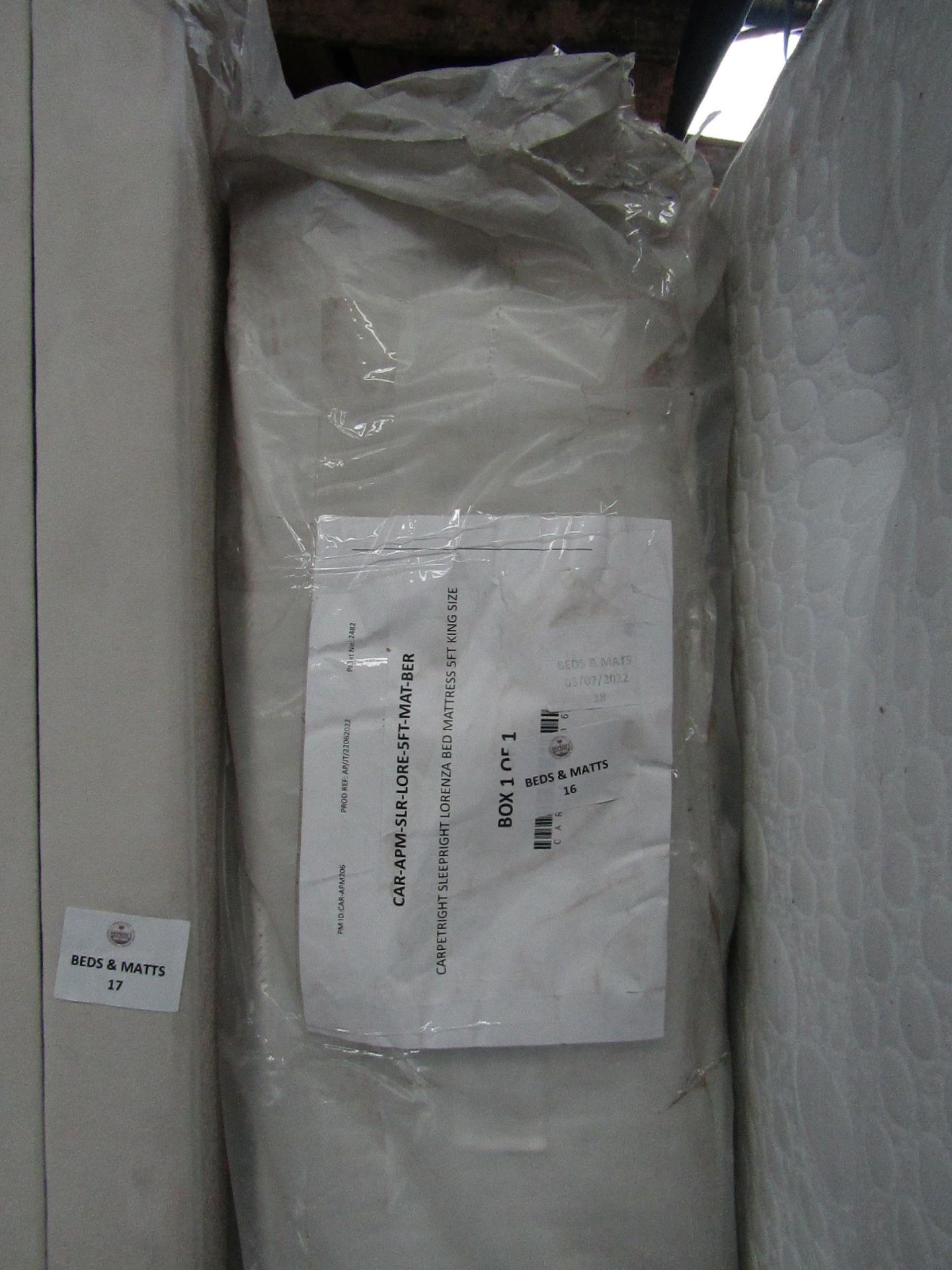 | 1X | SLEEPRIGHT LORENZA BED MATTRESS 5FT KING SIZE | GOOD CONDITION & PACKAGED | RRP ?599 | - Image 2 of 2