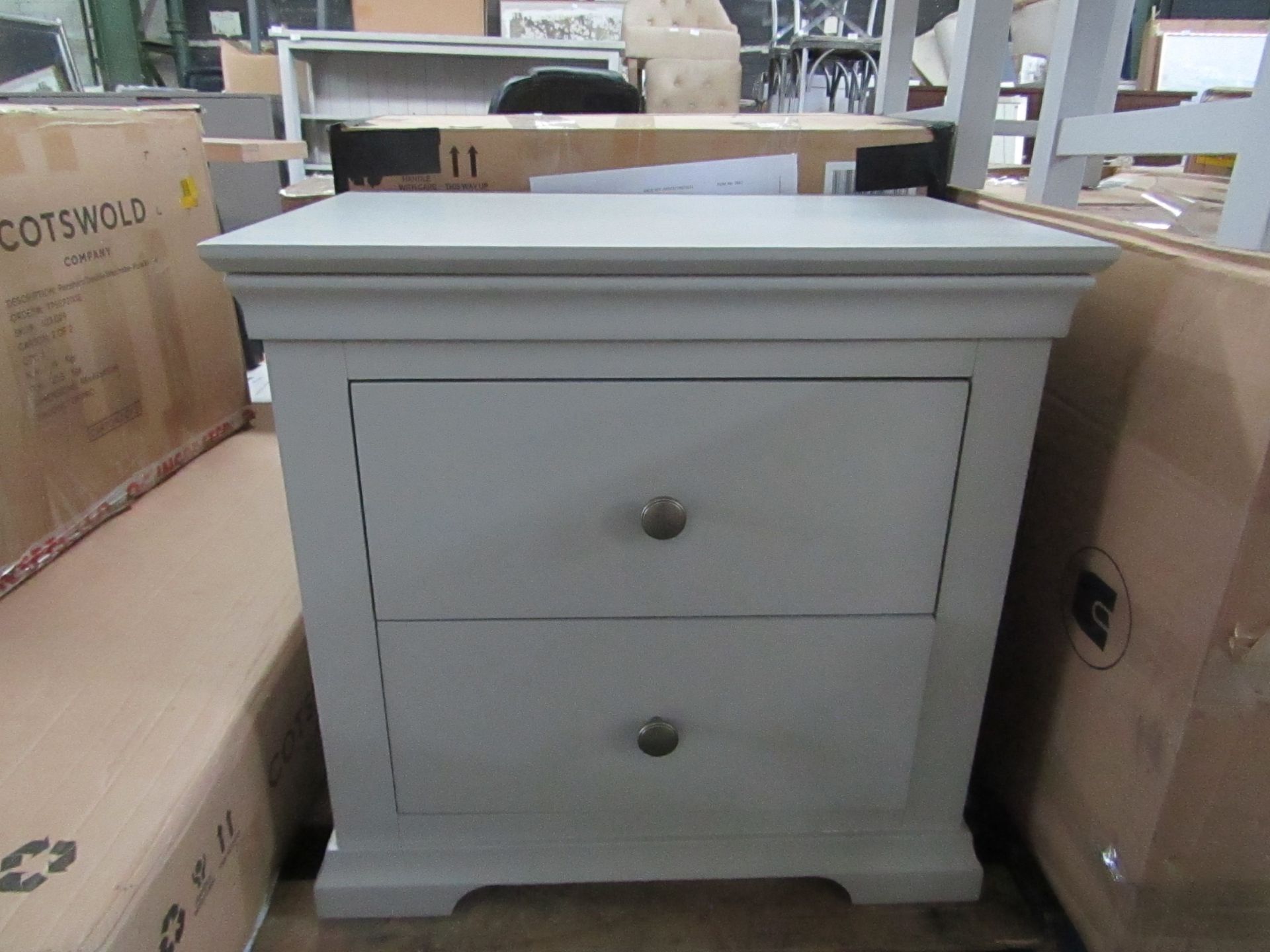 Cotswold Company Chantilly Pebble Grey Large 2 Drawer Bedside RRP ¶œ259.00