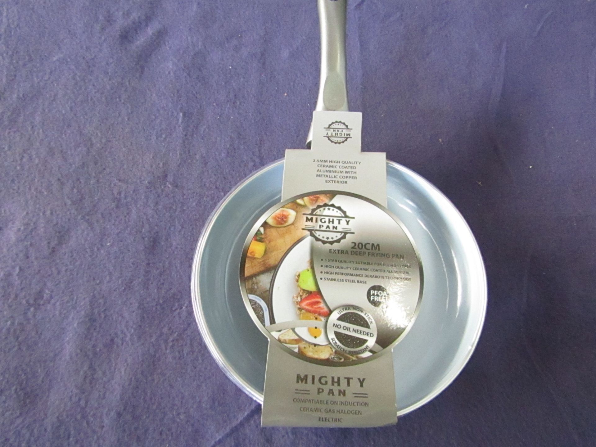 Mighty Pan - Extra Deep Non-Stick Scratch Resistant - Silver ( 20cm ) Frying Pan - New & Boxed.