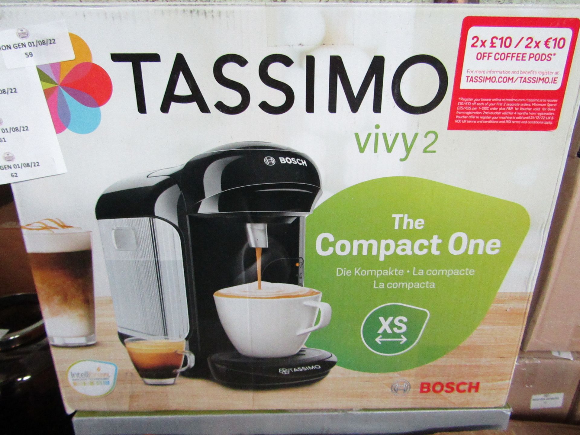 | TASSIMO VIVY 2 COMPACT COFFEE MACHINE BOSCH | ITEM HAS BEEN PROFESSIONALLY REFURBISHED & BOXED |