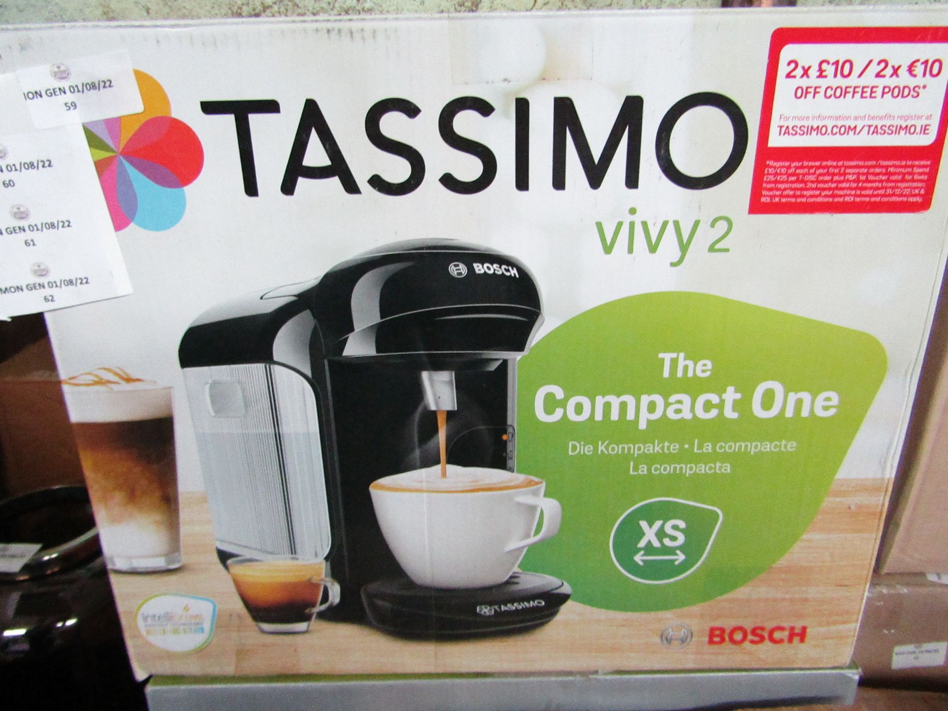 | TASSIMO VIVY 2 COMPACT COFFEE MACHINE BOSCH | ITEM HAS BEEN PROFESSIONALLY REFURBISHED & BOXED |