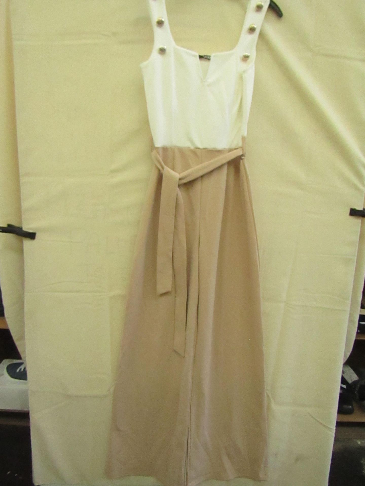 Quiz Jumpsuit Beige/Cream Size 8 New With Tags