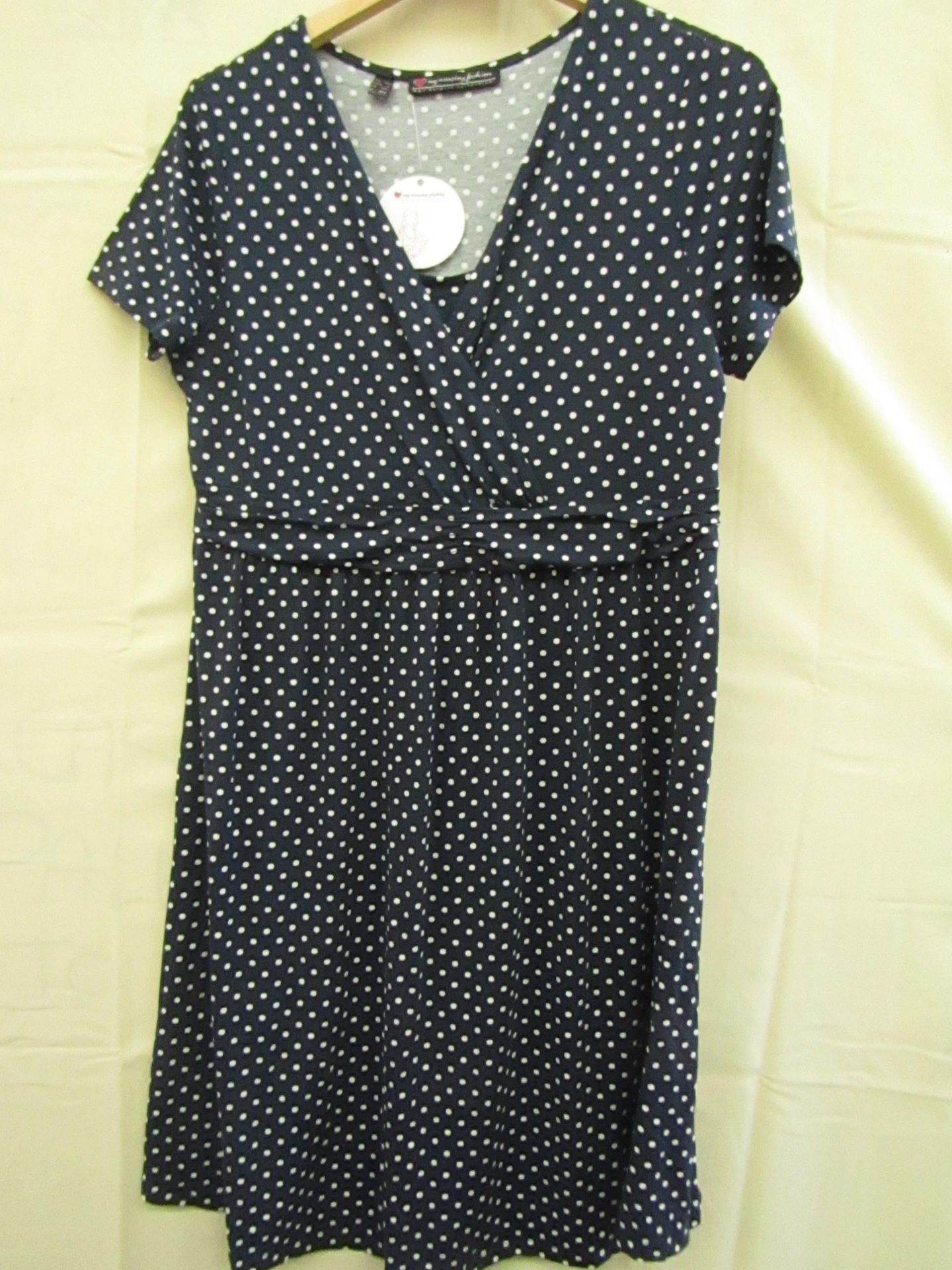 BPC Nursing Dress Navy With White Spots Size M Looks n Unworn Tags Attatched