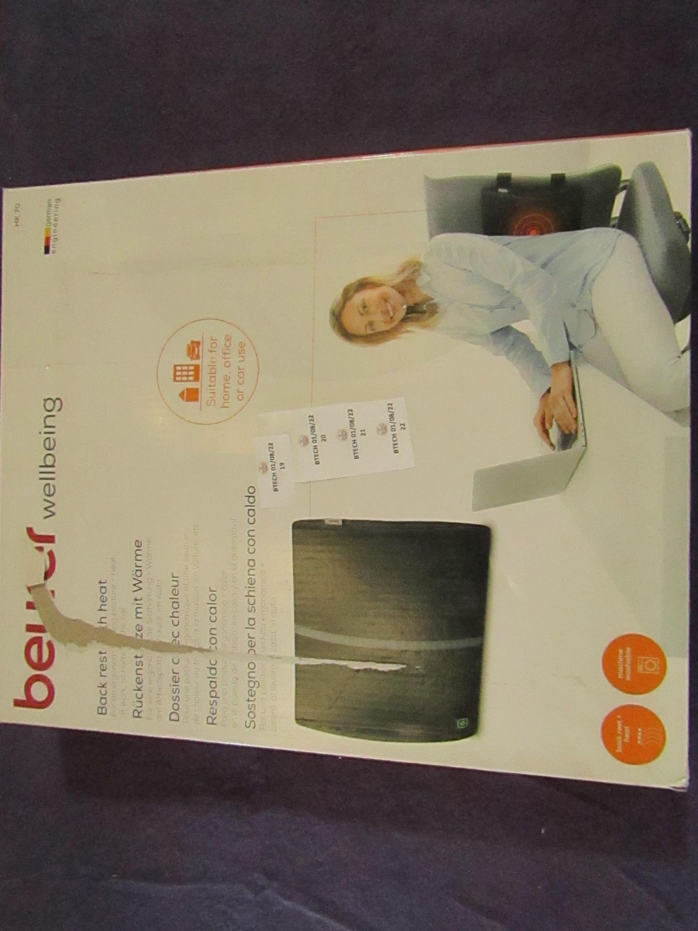 Beurer - Heated Back Rest - Improves Ergonomic Sitting Posture - Black - Good Condition & Boxed. RRP