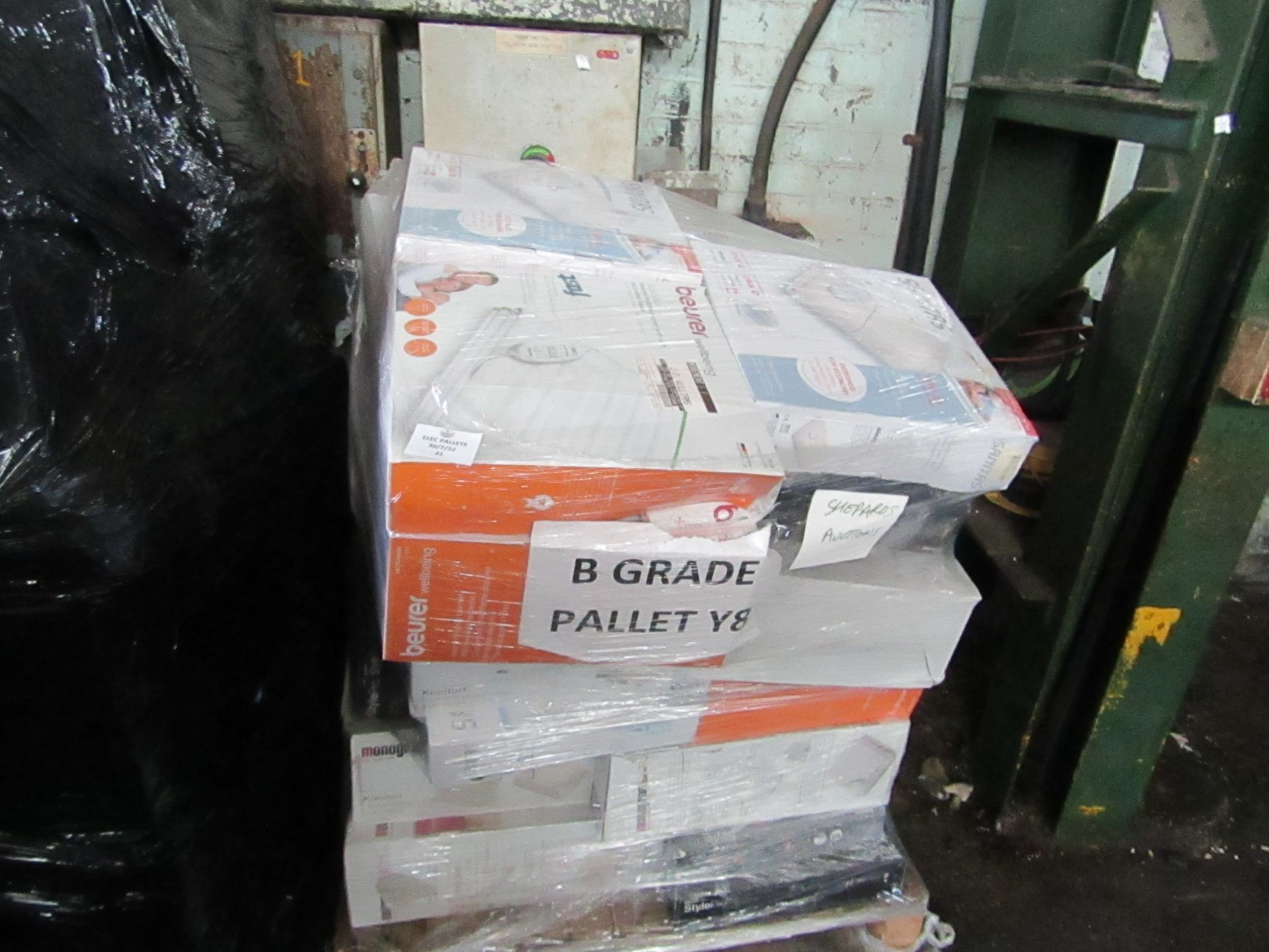 Pallet of approx 40 Various beurer Grade B health and wellbeing products such as scales, heated