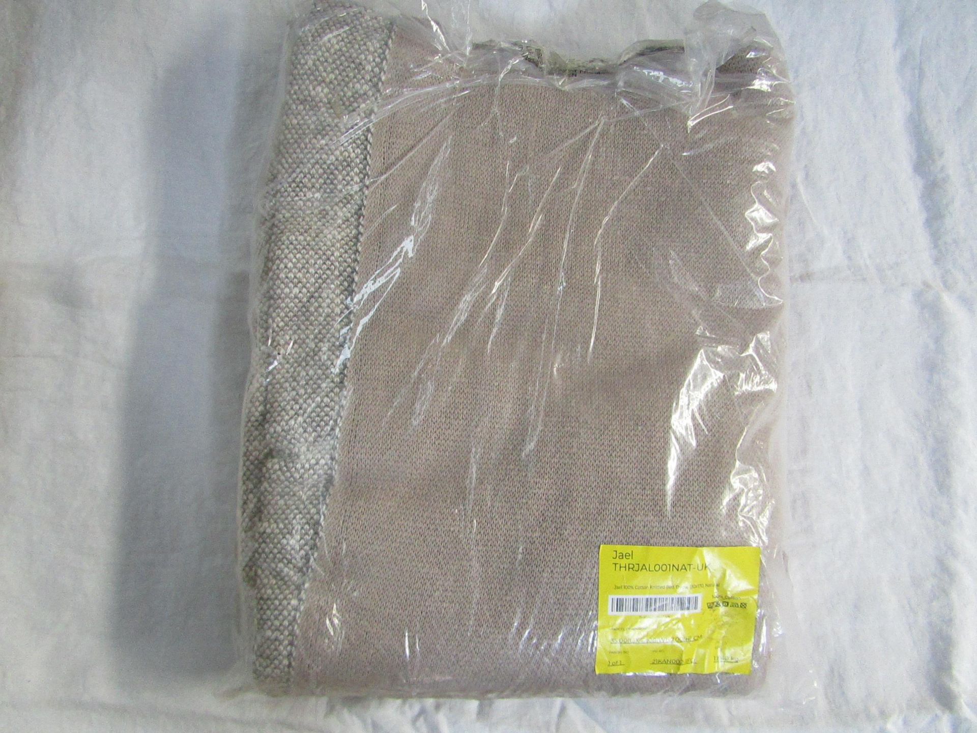 Made.com Jael 100% Cotton Knitted Throw 130 x 170cm Natural RRP Â£59.00 - The items in this lot