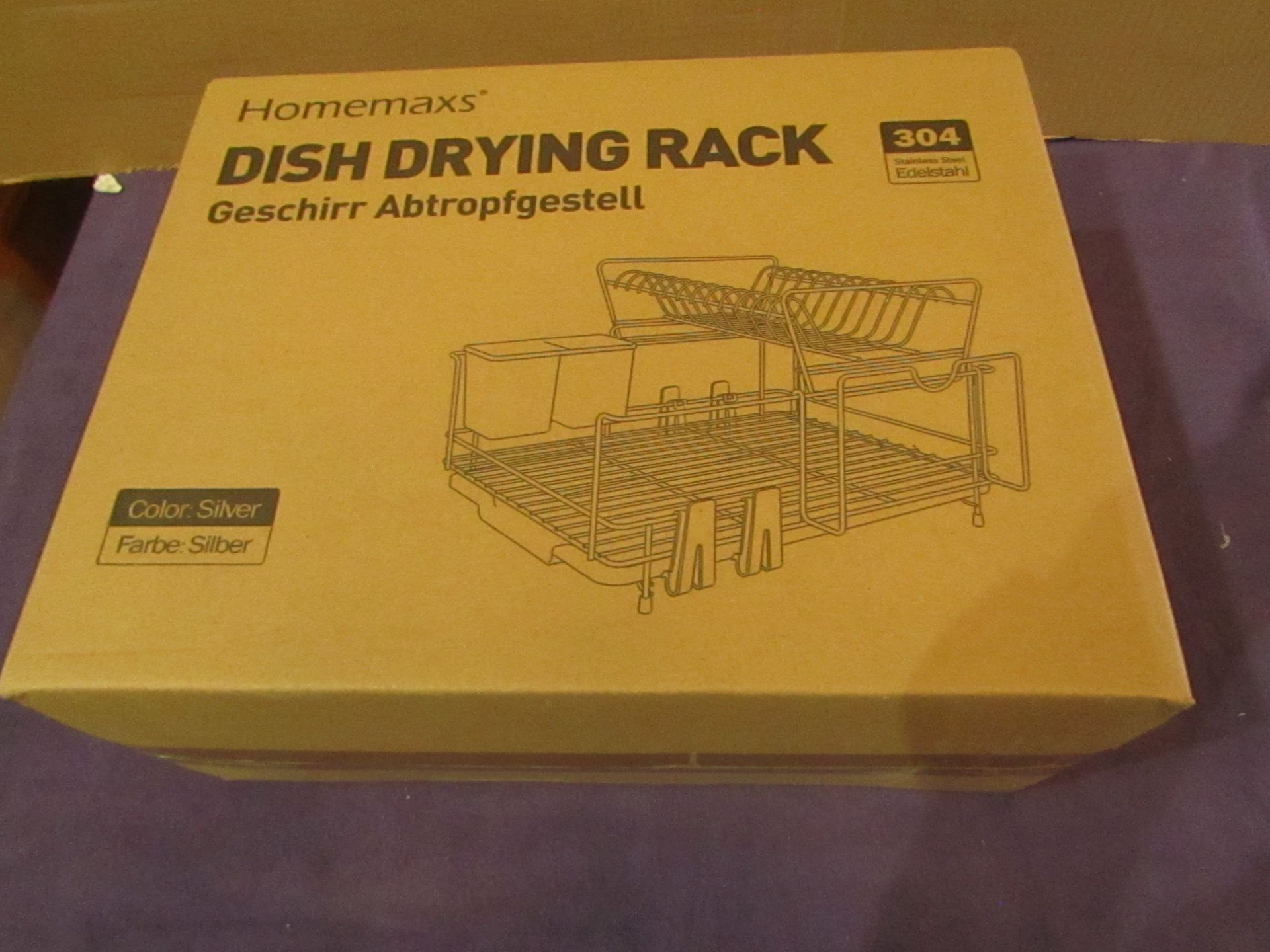 HOMEMAXS - Dish Drying Rack Stainless Steel Dish Drainer - New & Boxed.