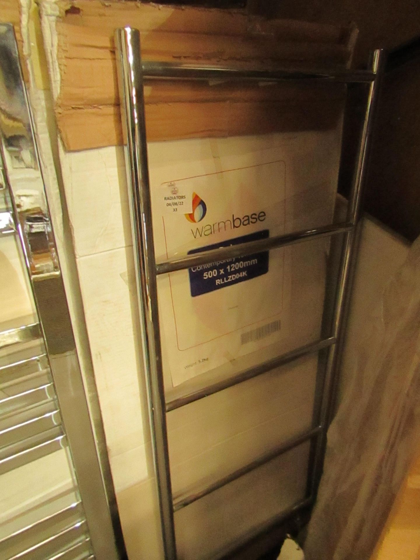 Warm Base - Galax Contemporary Towel Rail - Chrome - 500x1200mm - Good Condition & Boxed.