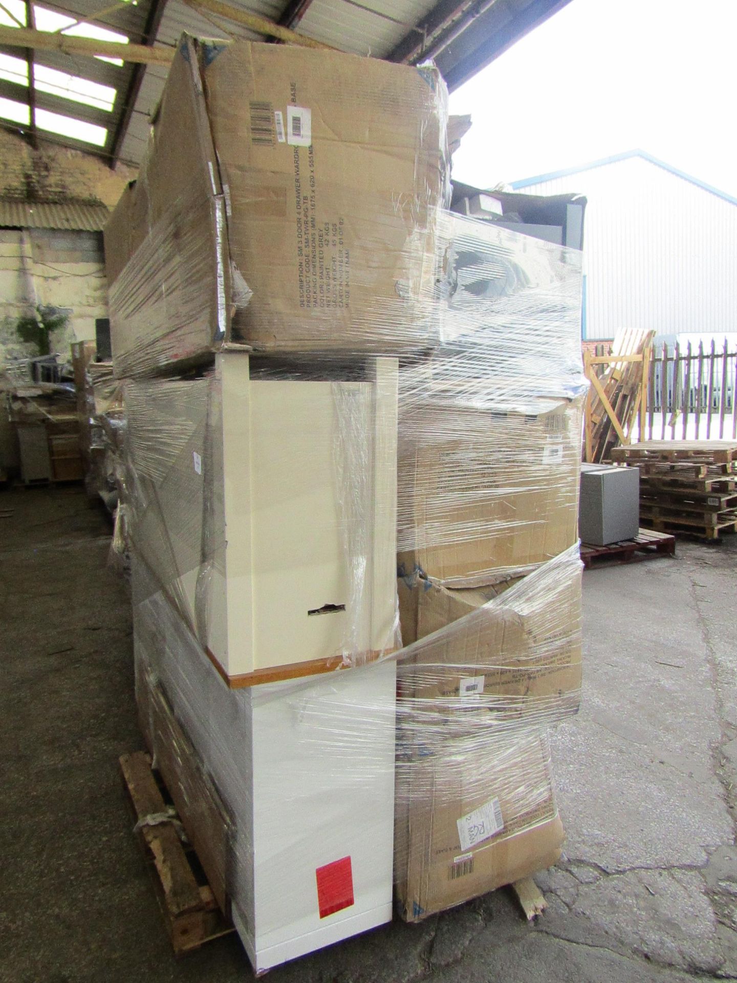 A Pallet of approx 7x Mark Harris Furniture items which includes , wardrobe bases, Sideboards and