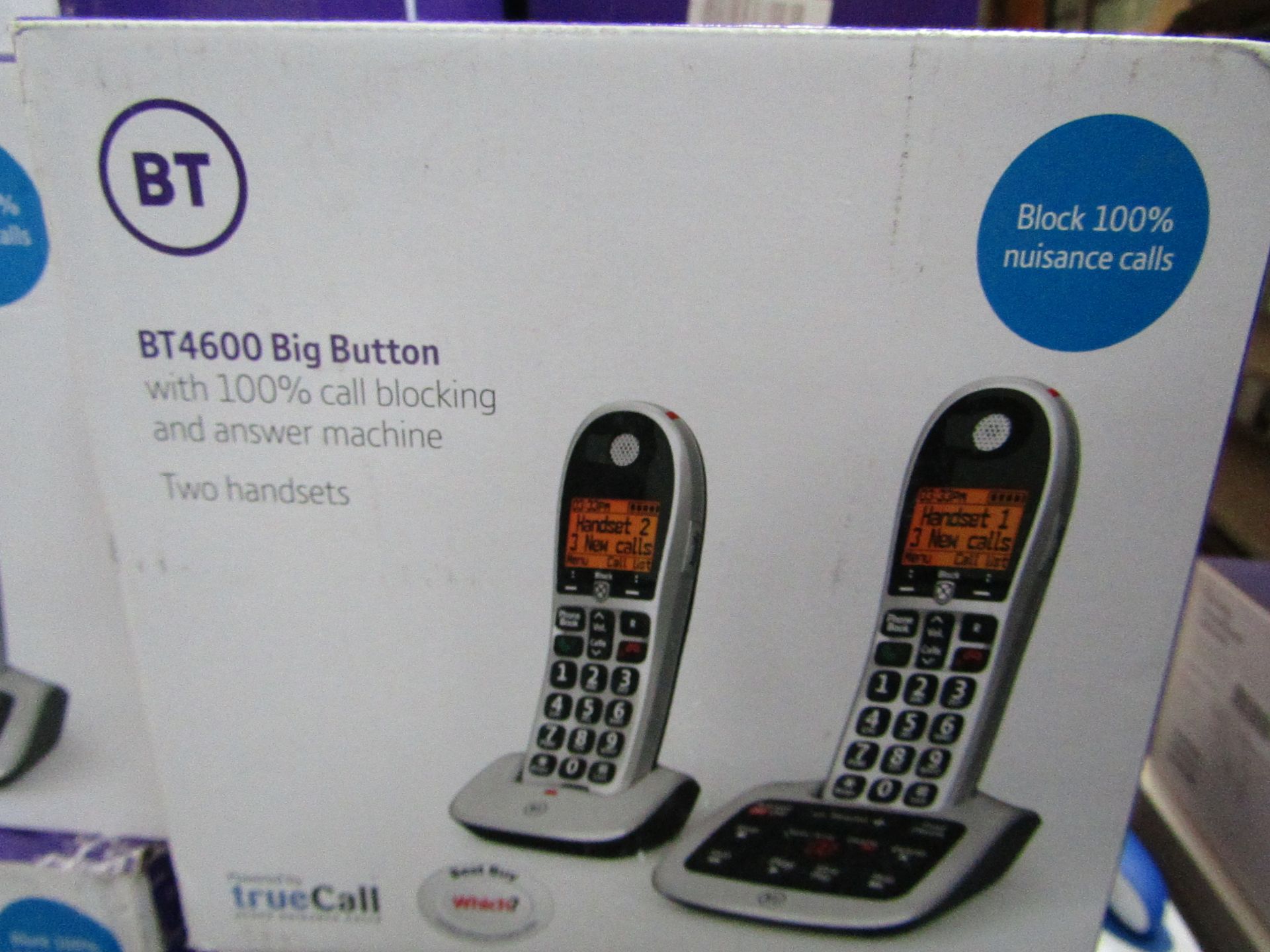 BT 4600 Duo set of Big Button Digital telephones with nuisance call blocker built in, looks unused