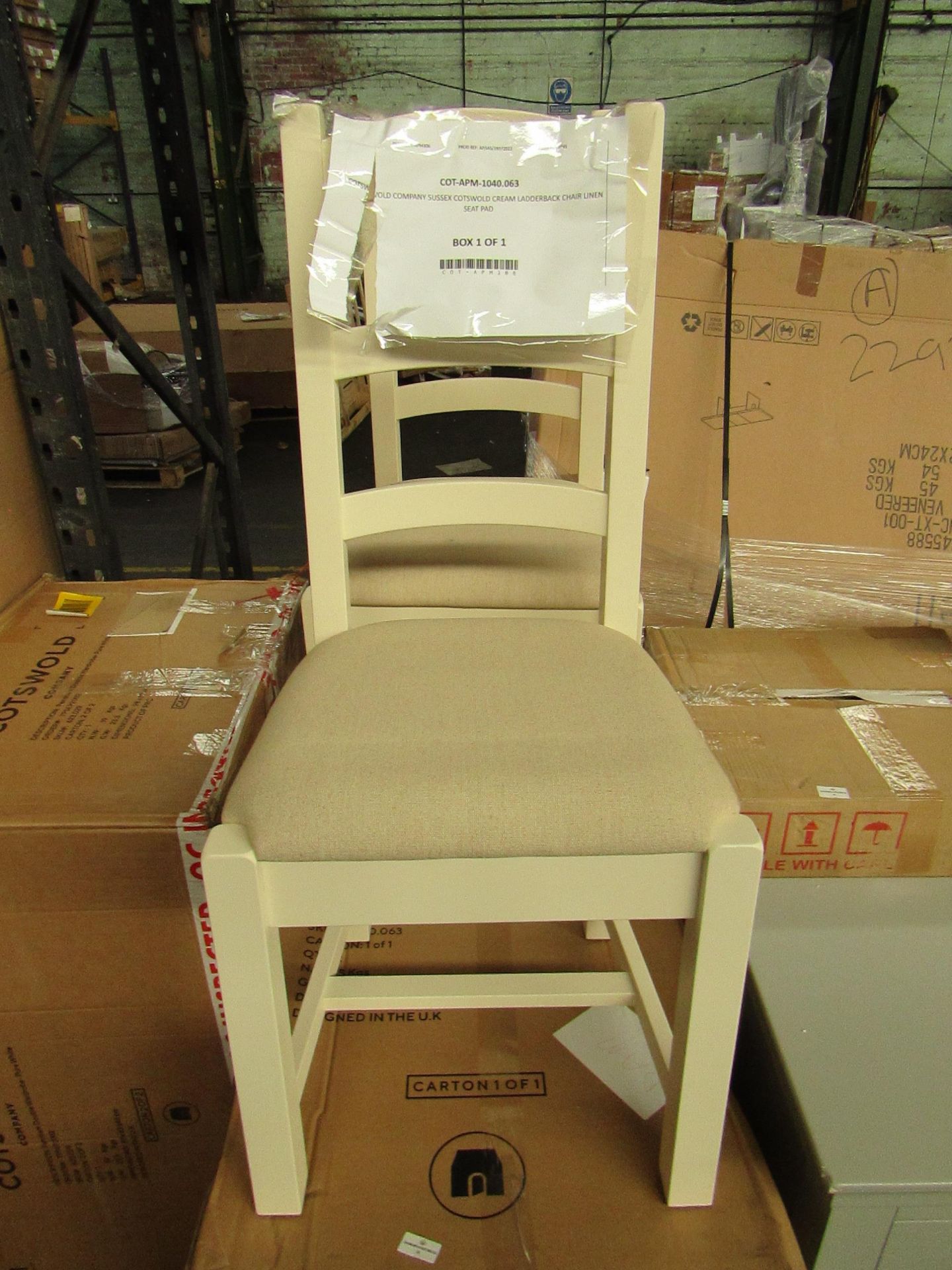 Cotswold Company Sussex Cotswold Cream Ladderback Chair Linen Seat Pad 2 RRP Â£155.00 - This item