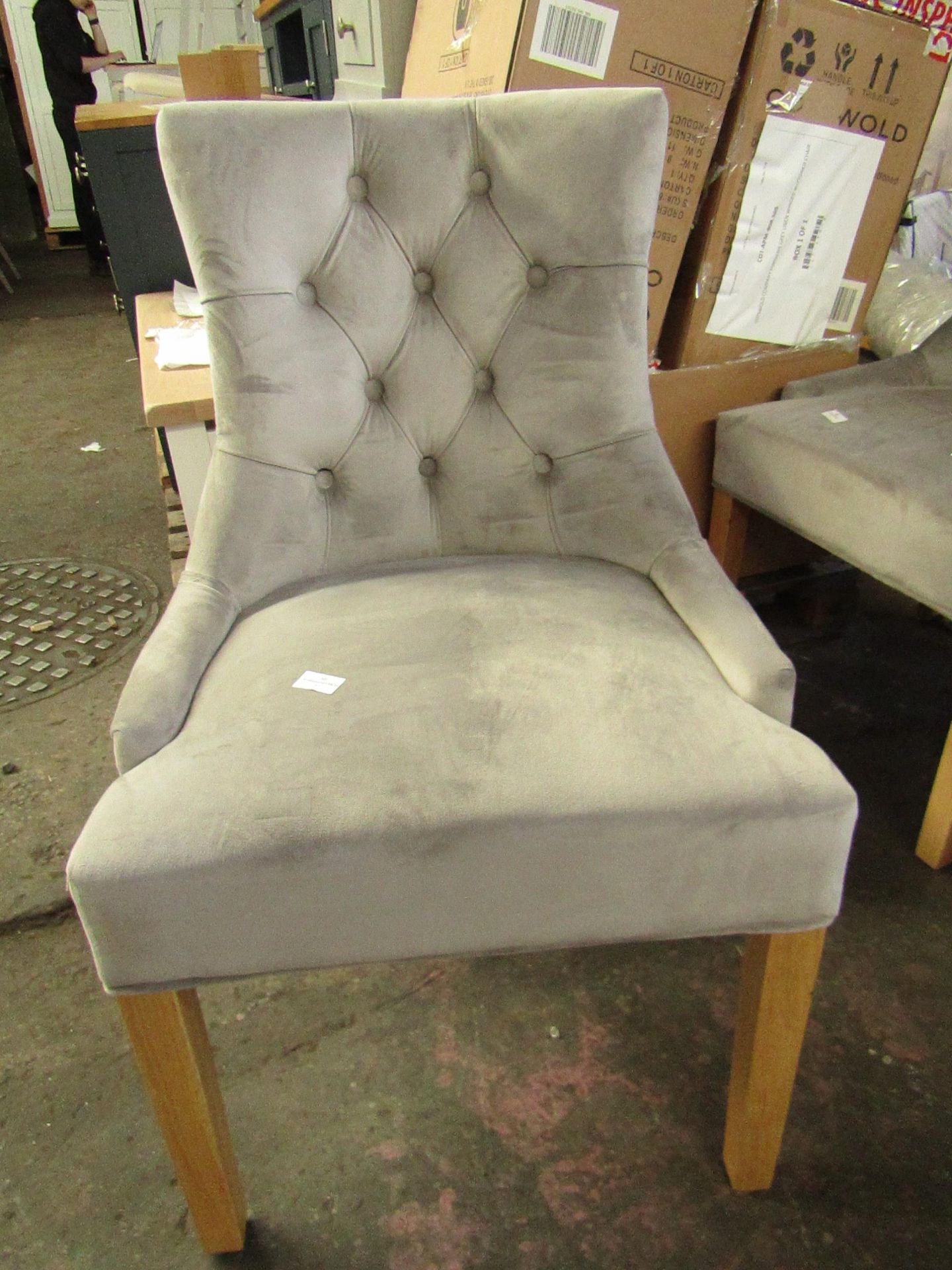 Cotswold Company Foxglove Grey Linen Winged Buttoned Chair RRP Â£160.00 - This item looks to be in