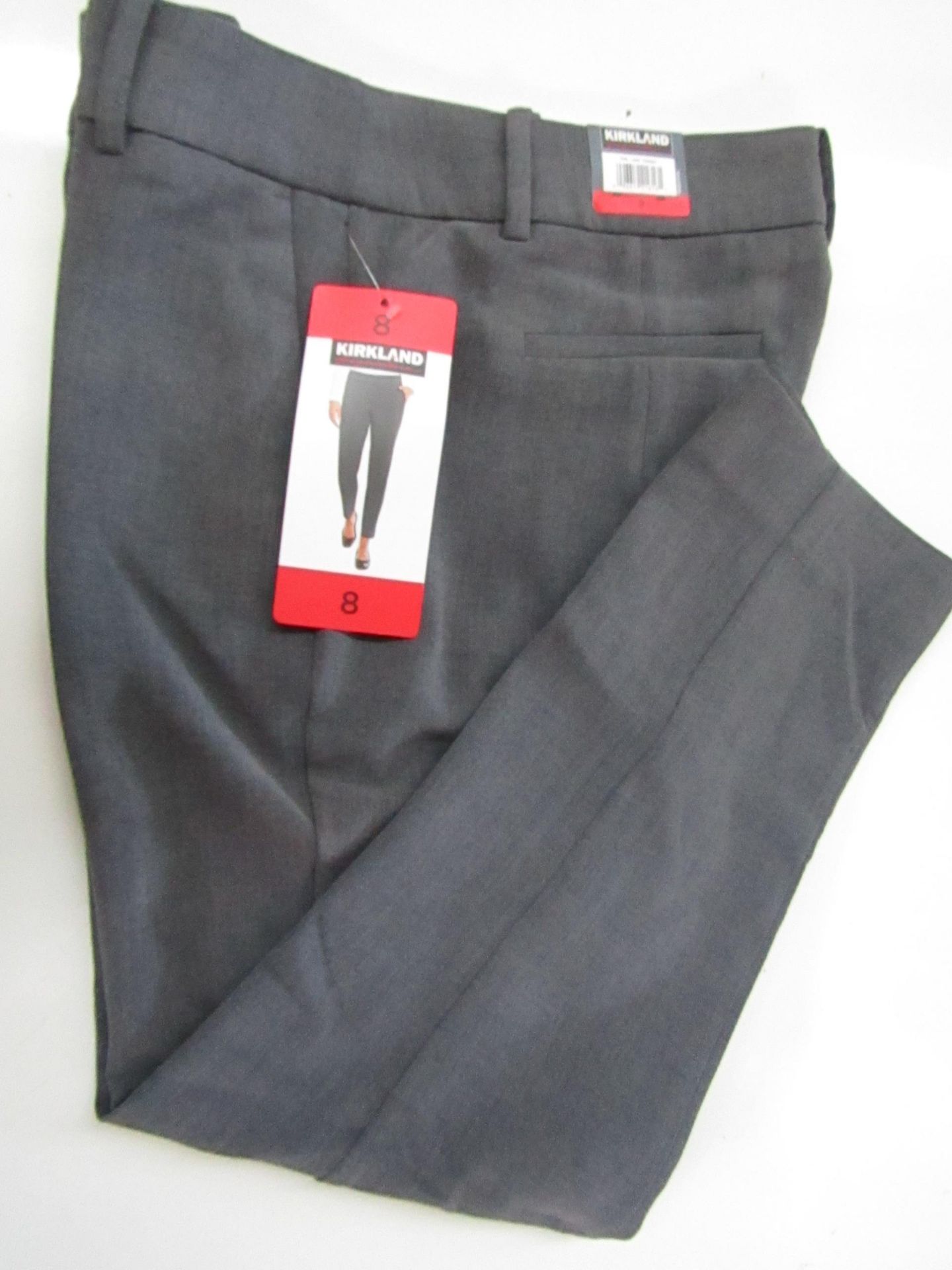 1 X Pair of Kirkland Signature Ladies Pants 27" Inseam Grey Size 8 New With Tags