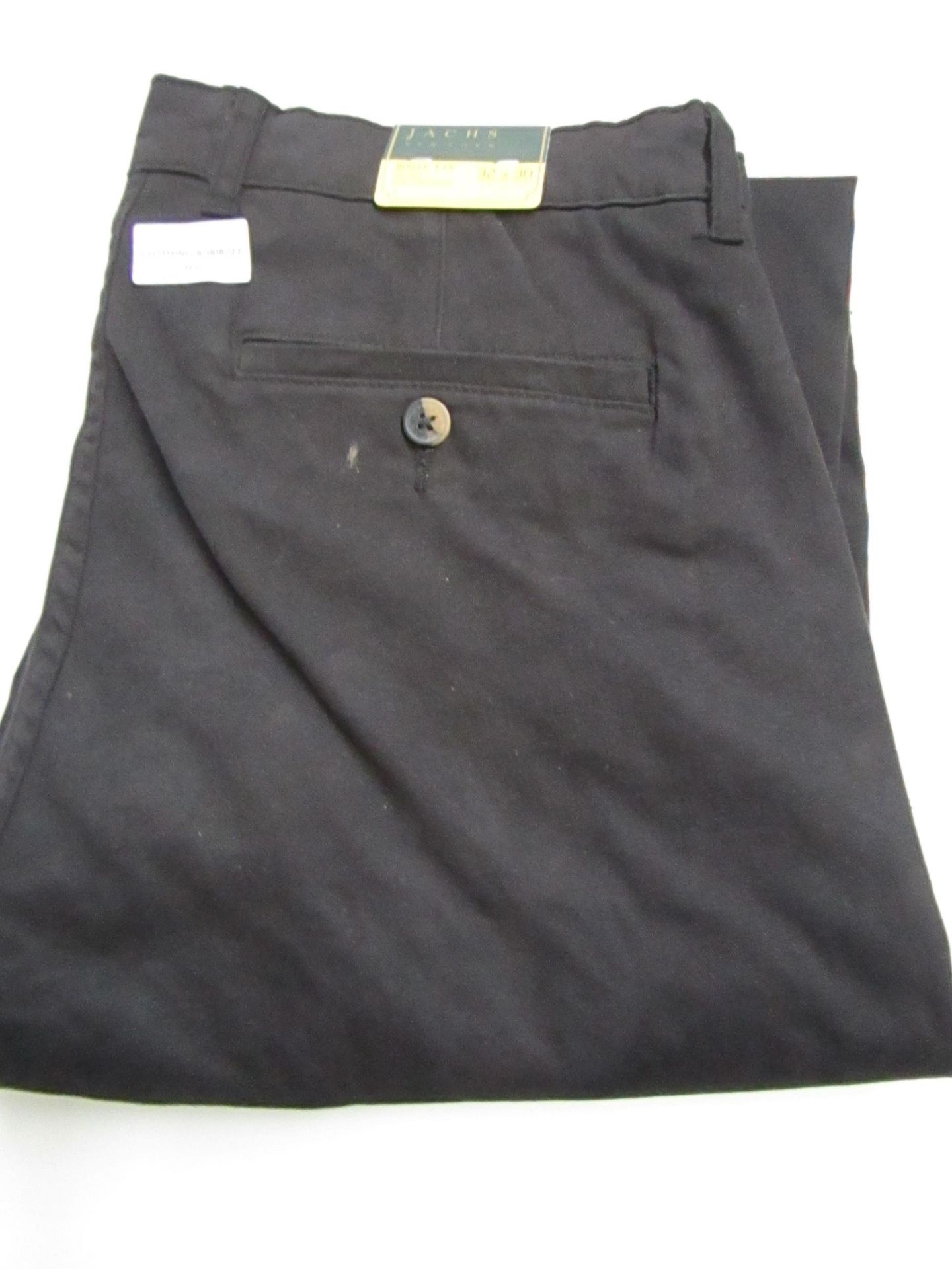 Jachs Bowie Fit Mid-Rise Slim Straight Leg Chinos Black Size W32 L30 New With Tags