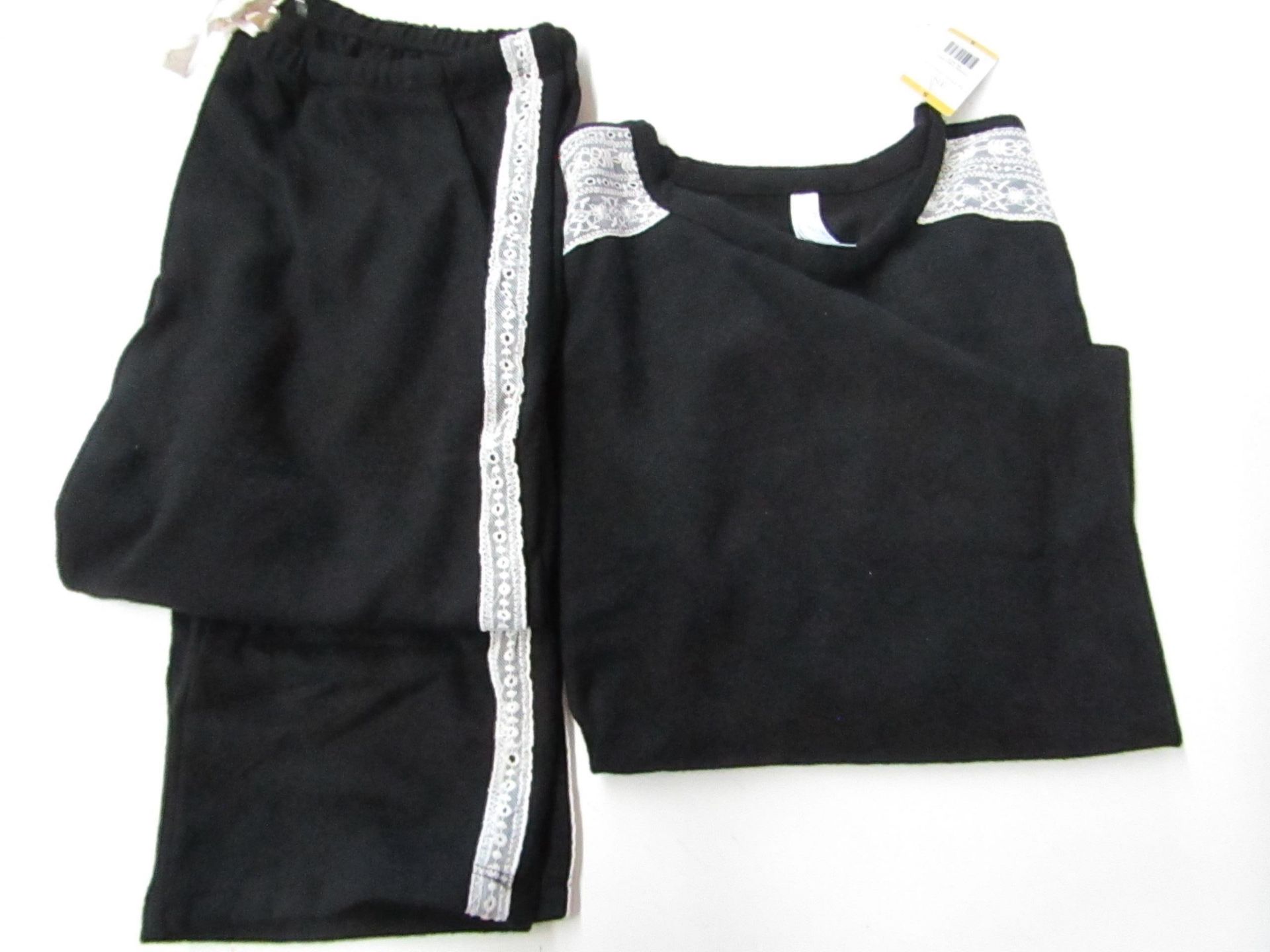 1 X Set of Flora Nikooz Ladies Lounge Sets Black With Lace Trim Size S New With Tags But Not in