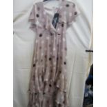 Kaleidoscope Dress Beige With Spots Black/White/Cream Size 14 New With Tags