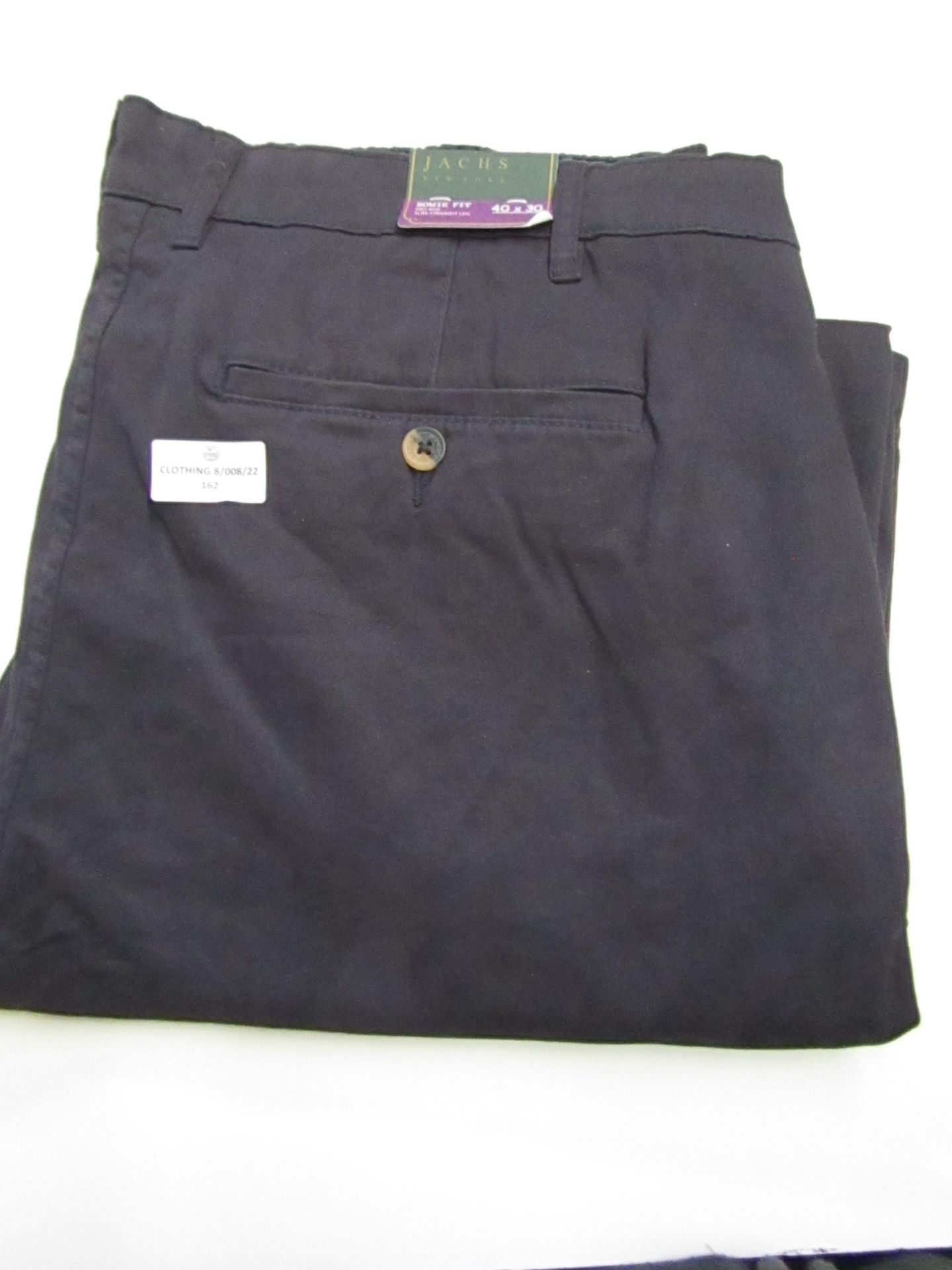 Jachs Bowie Fit Mid-Rise Slim Straight Leg Chinos Black Size W40 L30 New With Tags