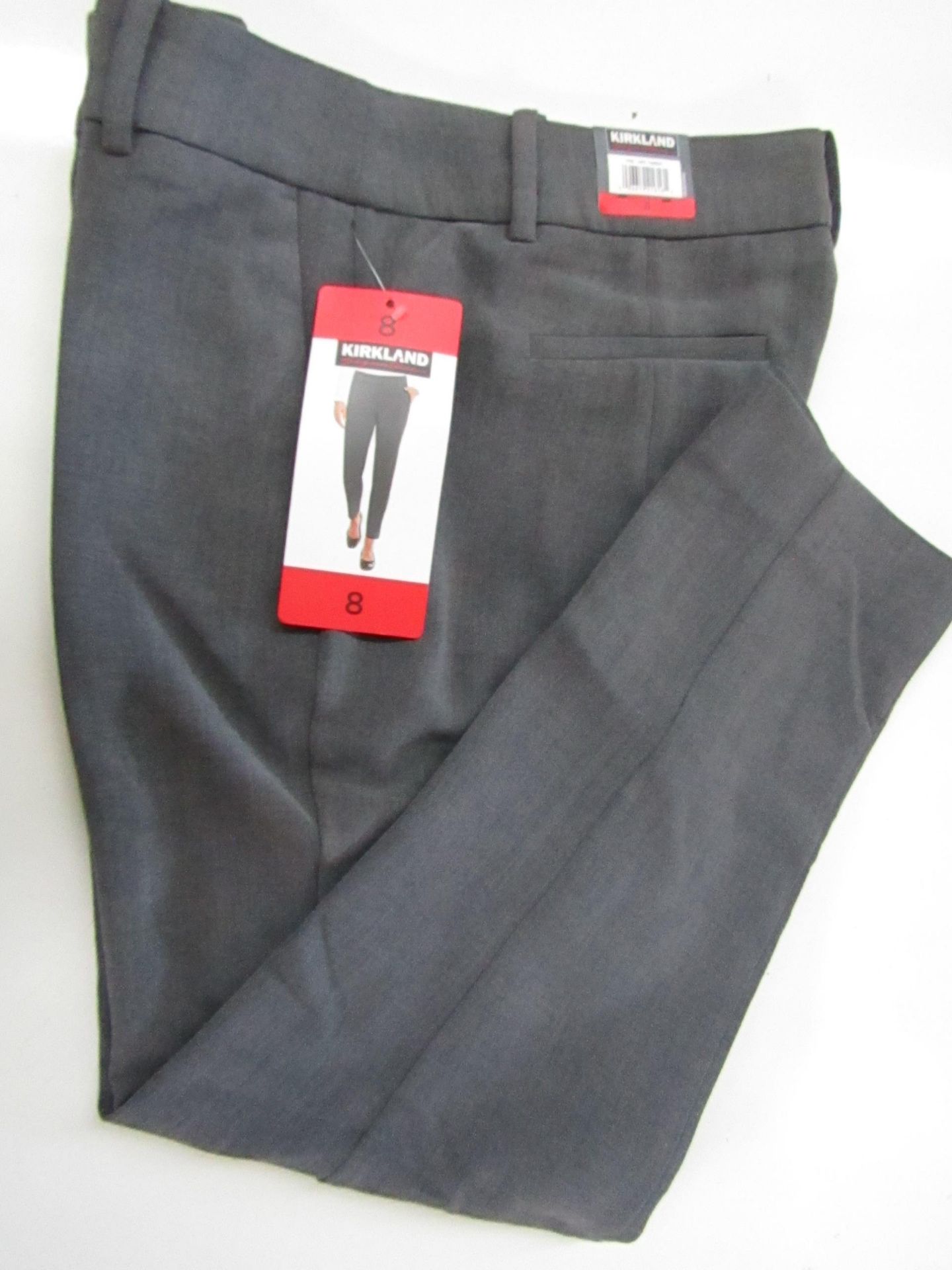 1 X Pair of Kirkland Signature Ladies Pants 27" Inseam Grey Size 8 New With Tags