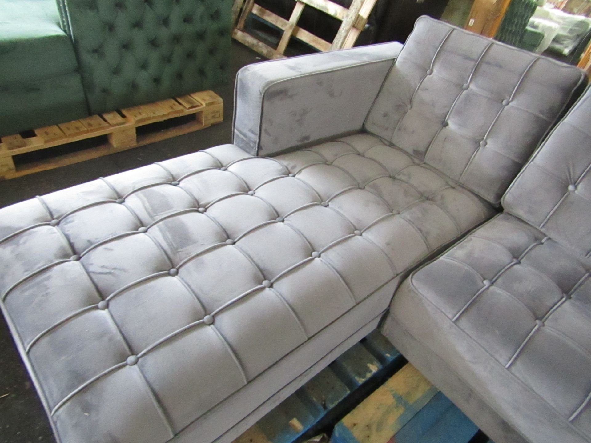 Mark Harris Furniture Anneliese Grey Velvet Left Facing Chaise Sofa RRP ¶œ2499.00 - Image 3 of 4