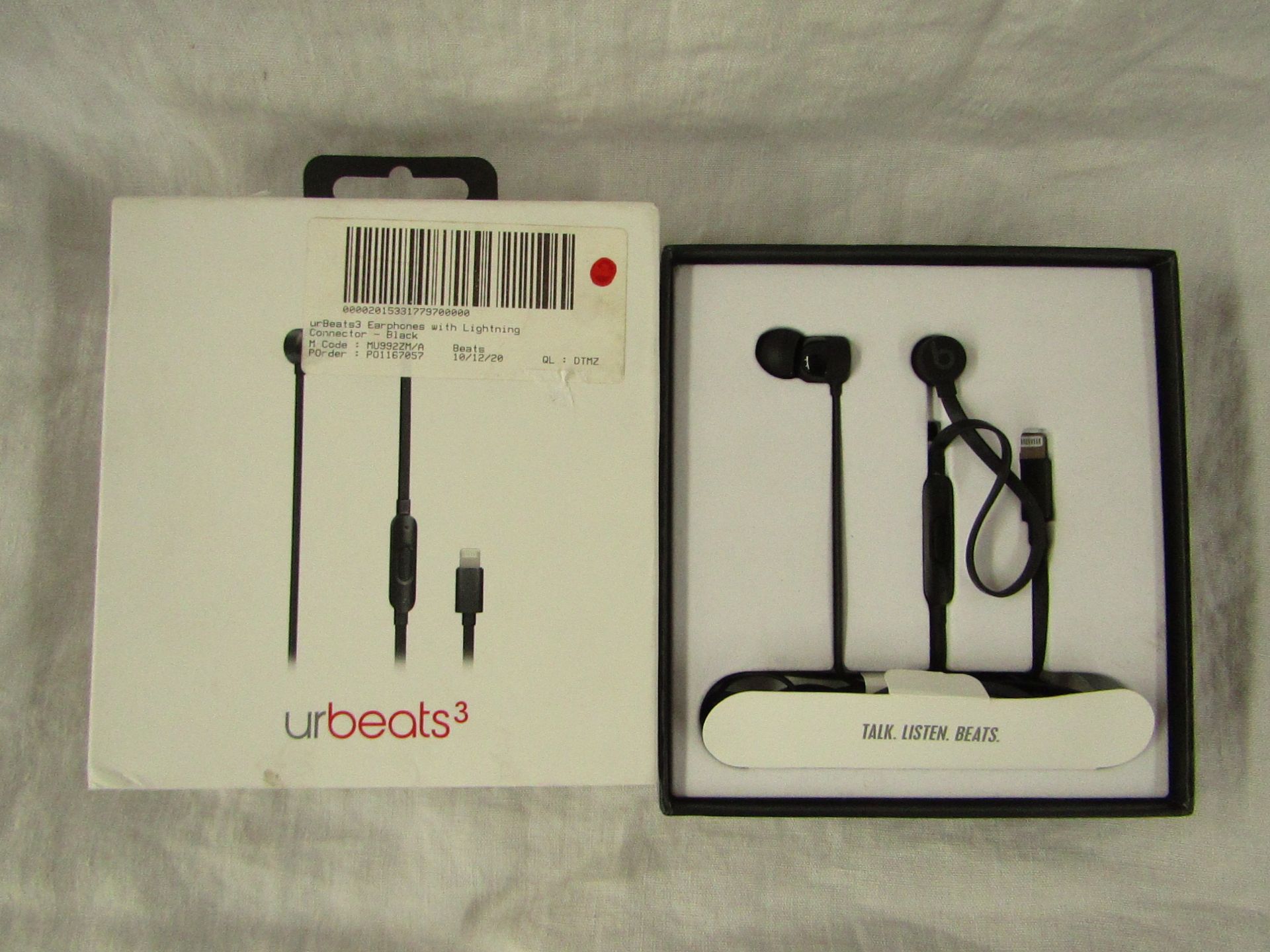 Beats By Dre Ur Beats3 Earphones With Lightning Connector-Black, Tested Wiorking But Only One Side