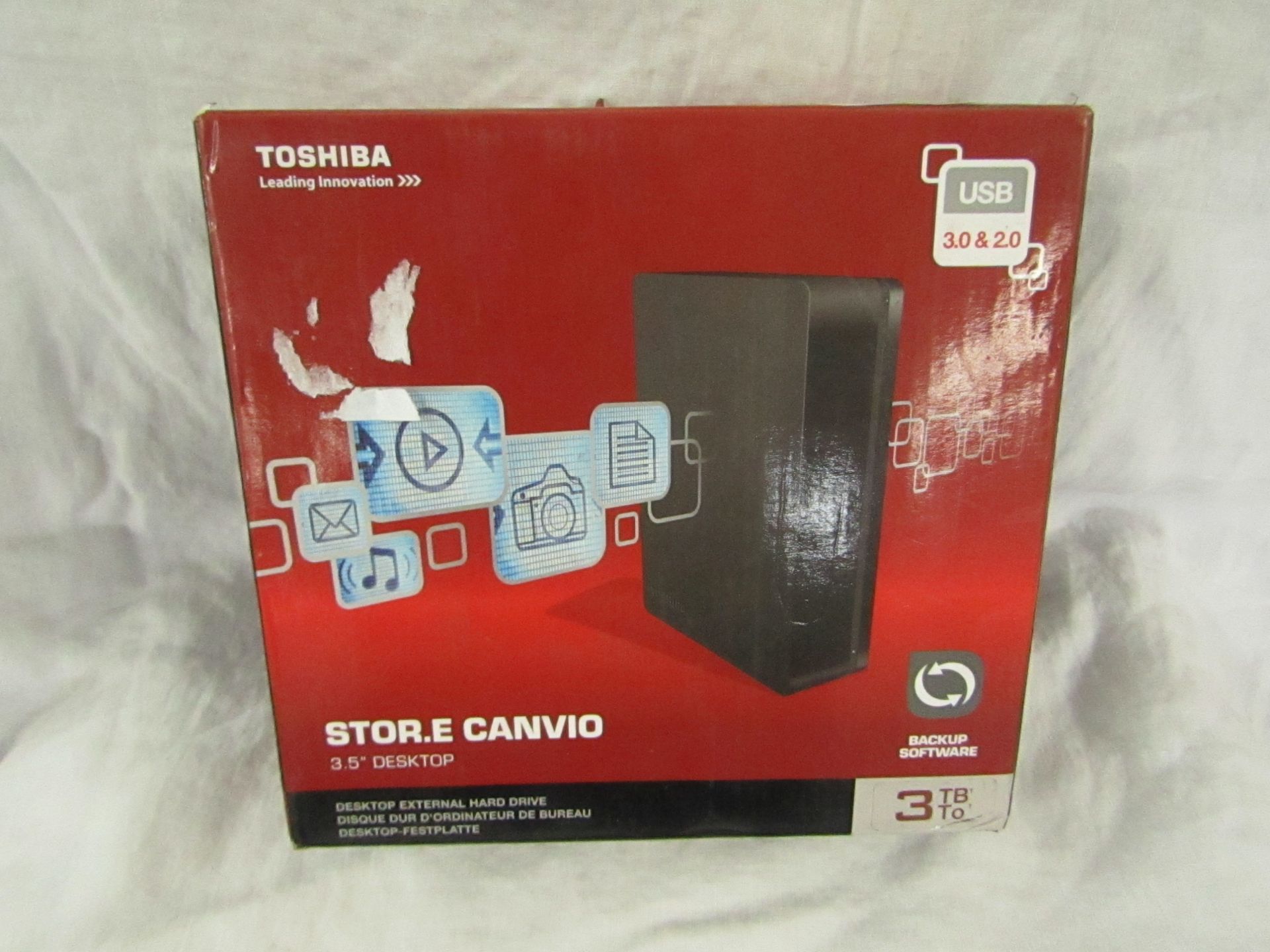 Toshiba Canvio USB 3.0- 3TB Desktop Hard Drive, Unable To Test This Item, Comes In Original Box, RRP