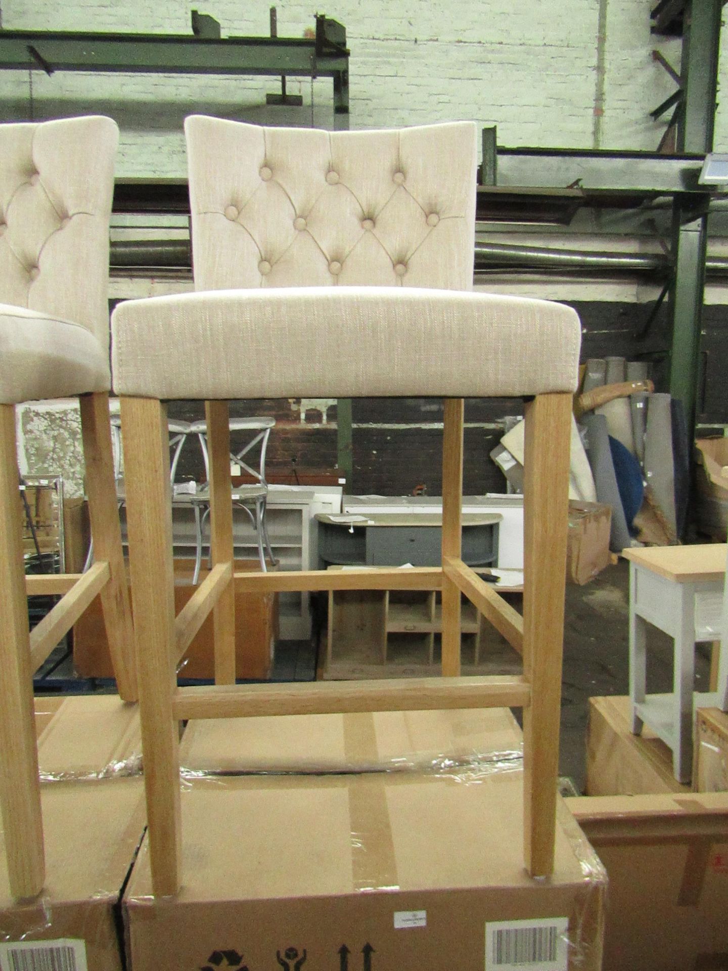 Cotswold Company Buttoned Upholstered Bar Stool - Stone RRP Â£225.00 - This item looks to be in good