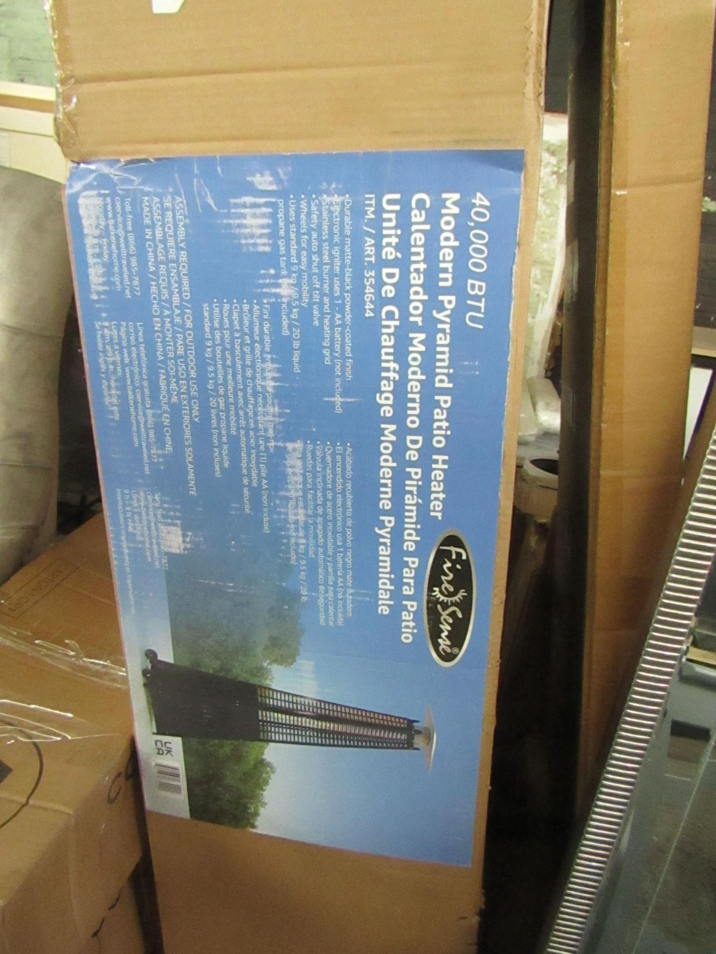 Fine Sense 40,000 BTU Modern Pyramid Patio Heater - Unchecked & Boxed.