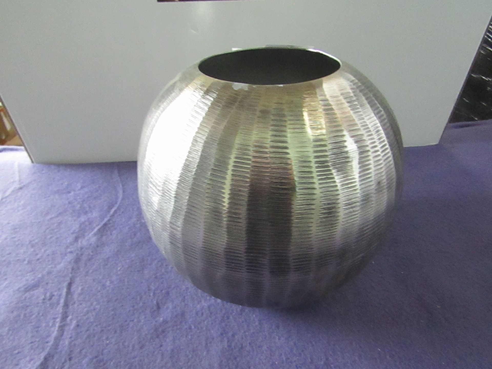 Rowen Group Roscoe Flint Antique Nickel Etched Round Vase RRP Â£54.00 - This item looks to be in
