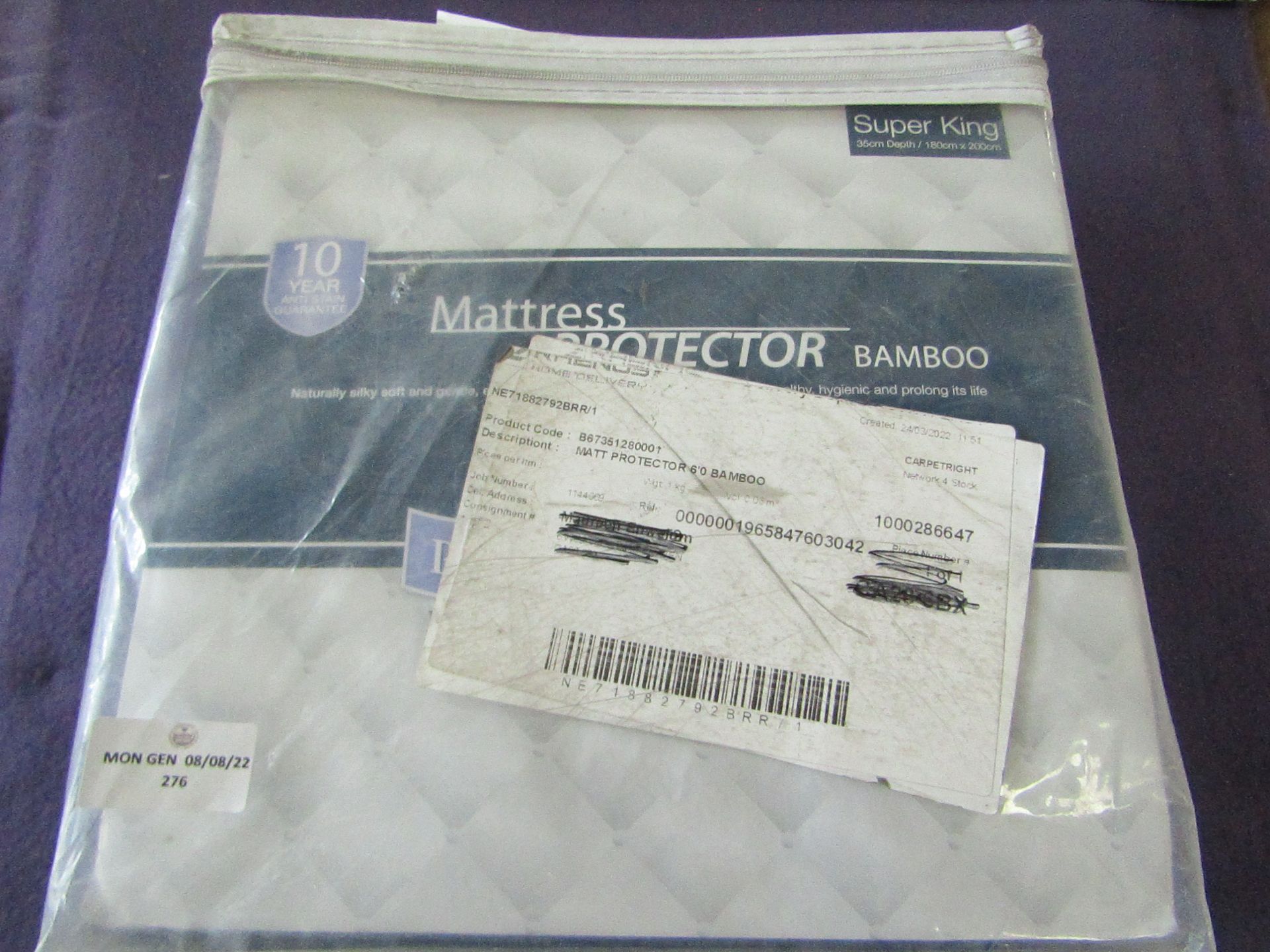 Unbranded - Mattress Protector Bamboo - Super King ( 35cm Depth / 180 x 200cm ) - Unused & Packaged.