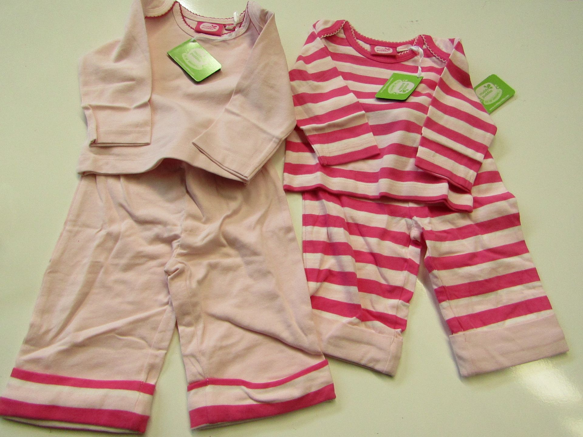 Muddy Puddles 1 X 2PK of Top & Bottoms Set Being 1 X Set Stripped & 1 X Set Plain 3-6 Months New &