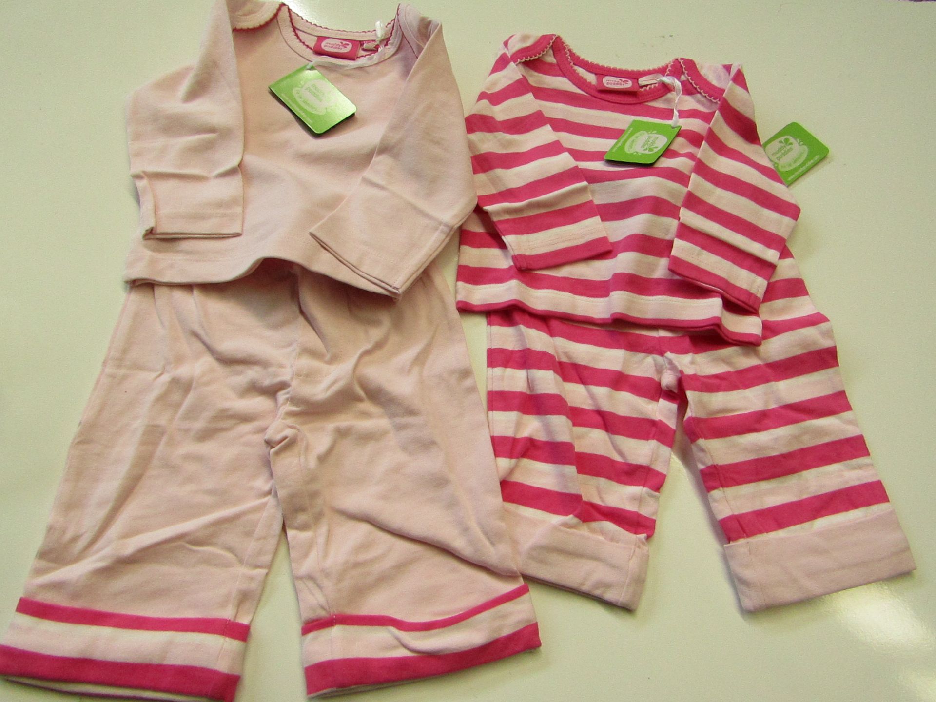 Muddy Puddles 1 X 2PK of Top & Bottoms Set Being 1 X Set Stripped & 1 X Set Plain 3-6 Months New &