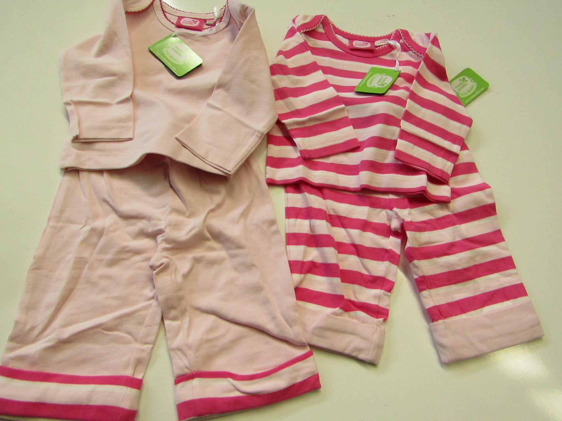 Muddy Puddles 1 X 2PK of Top & Bottoms Set Being 1 X Set Stripped & 1 X Set Plain 0-3 Months New &