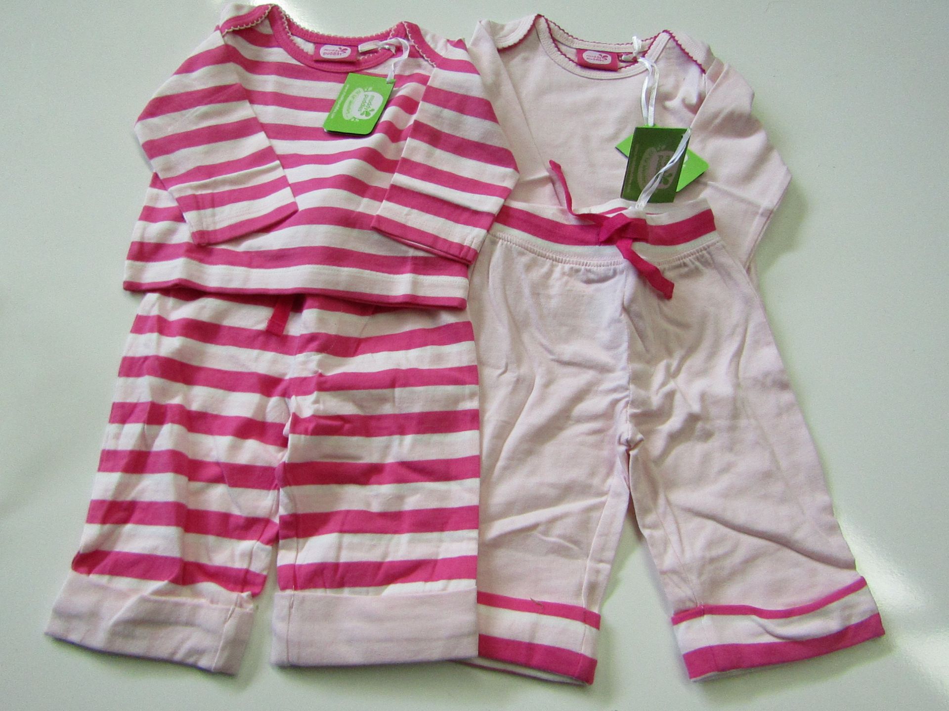 Muddy Puddles 3 X PKS of 2 Baby Tops 1 X Stripped 1 X Plain 3-6 Months Pink New & Packaged