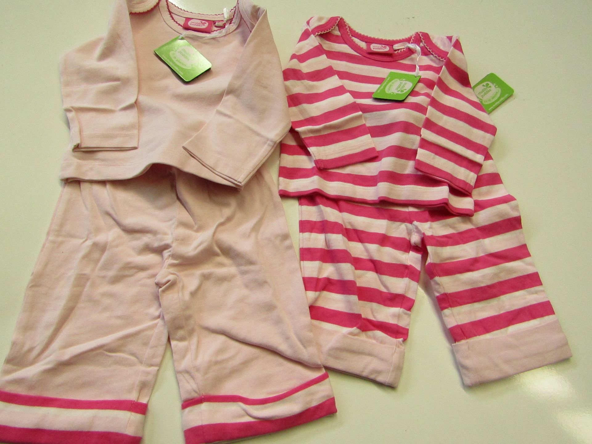 Muddy Puddles 1 X 2PK of Top & Bottoms Set Being 1 X Set Stripped & 1 X Set Plain 0-3 Months New &