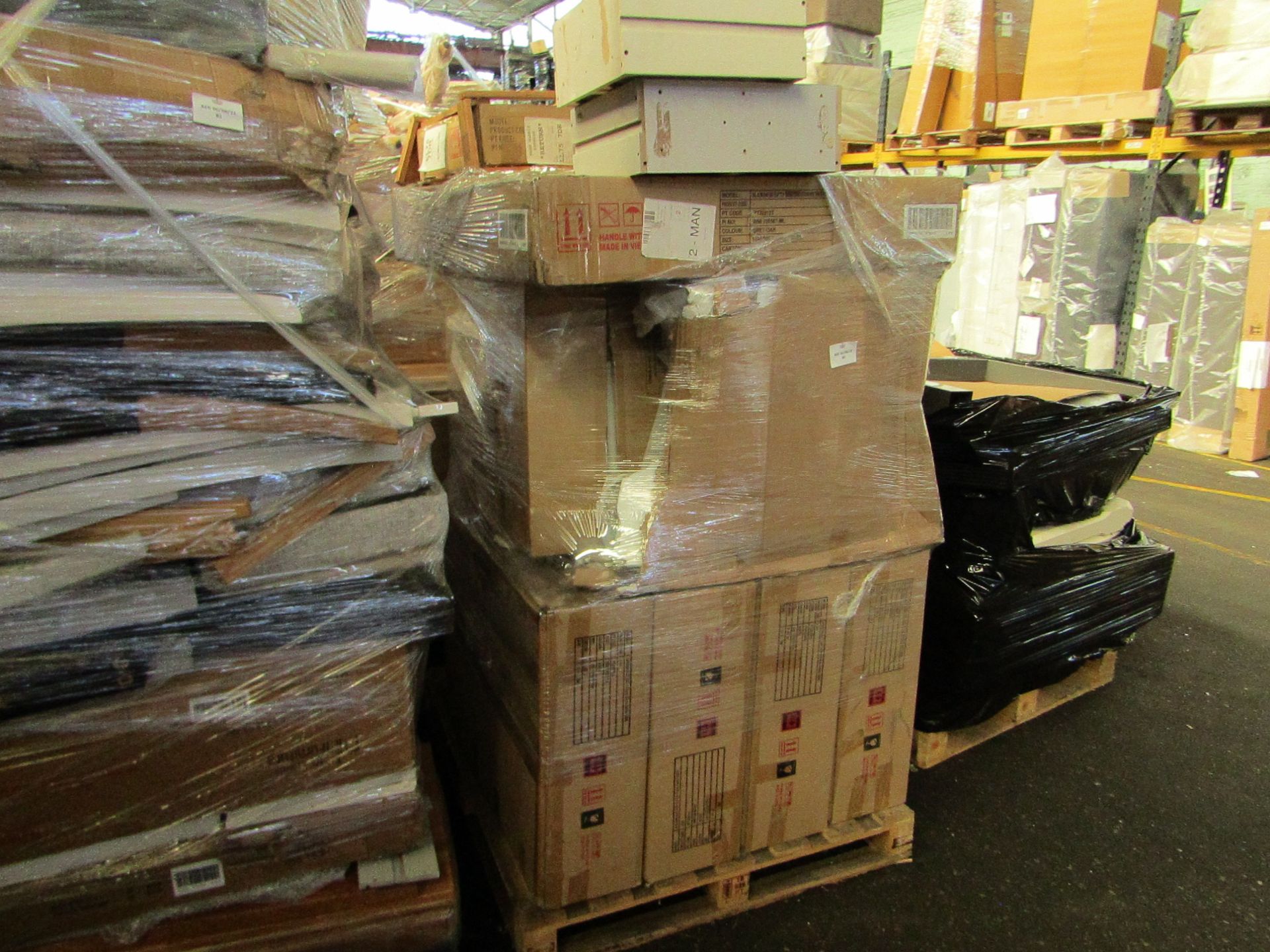 A Pallet of approx 7x Mark Harris Furniture items which includes Various Dining Table Legs & Tops