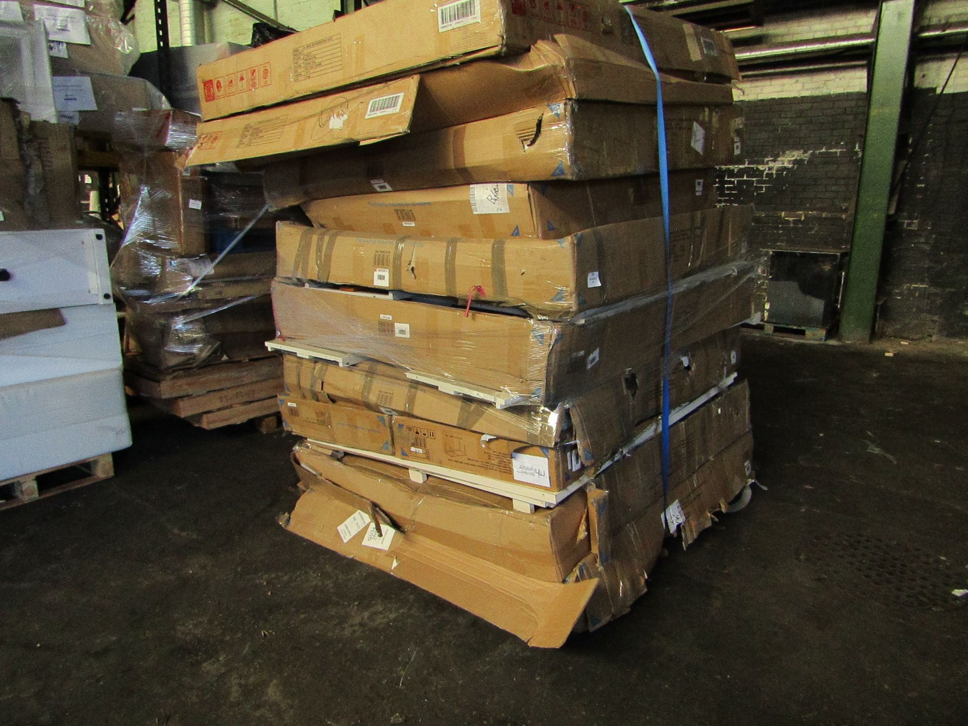 A Pallet of approx 6x Mark Harris Furniture items which includes Dining Table Legs and Drawer Sets