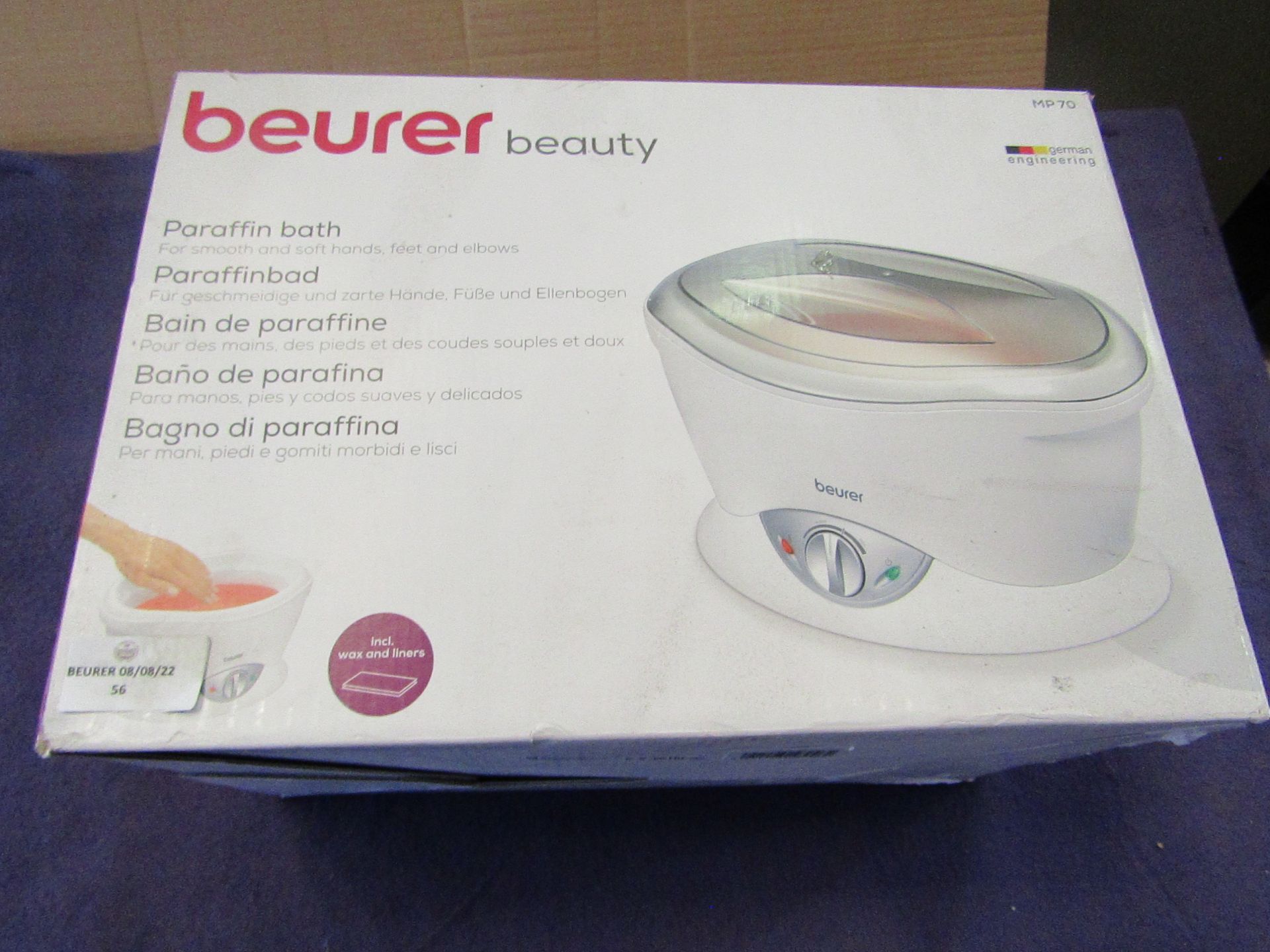 Beurer - Parafin Wax Bath - MP70 - ( For Smooth Hands, Feet Etc ) - Untested & Boxed. RRP £70.