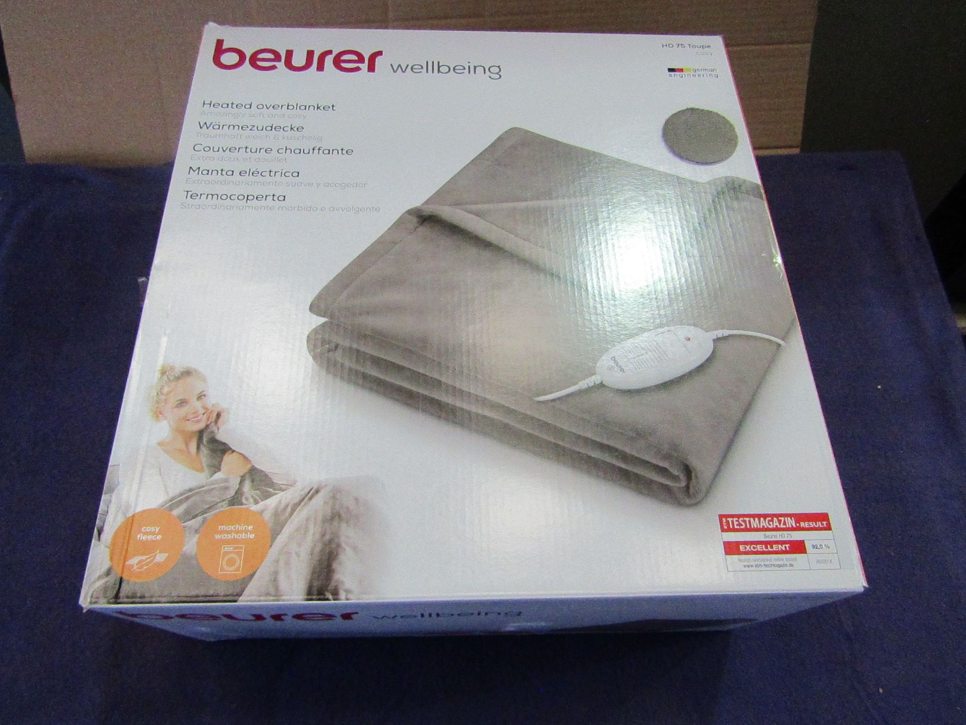 5x Beurer - Heated Overblanket Soft & Cosy - Colour Taupe HD75 - Looks In Good Condition & Boxed.