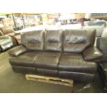 Costco 3 seater brown leather electric reclining sofa, appears to be in fairly good conditon,