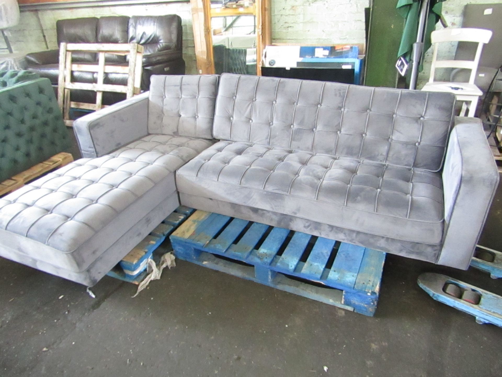 Mark Harris Furniture Anneliese Grey Velvet Left Facing Chaise Sofa RRP ô?2499.00 - The items in