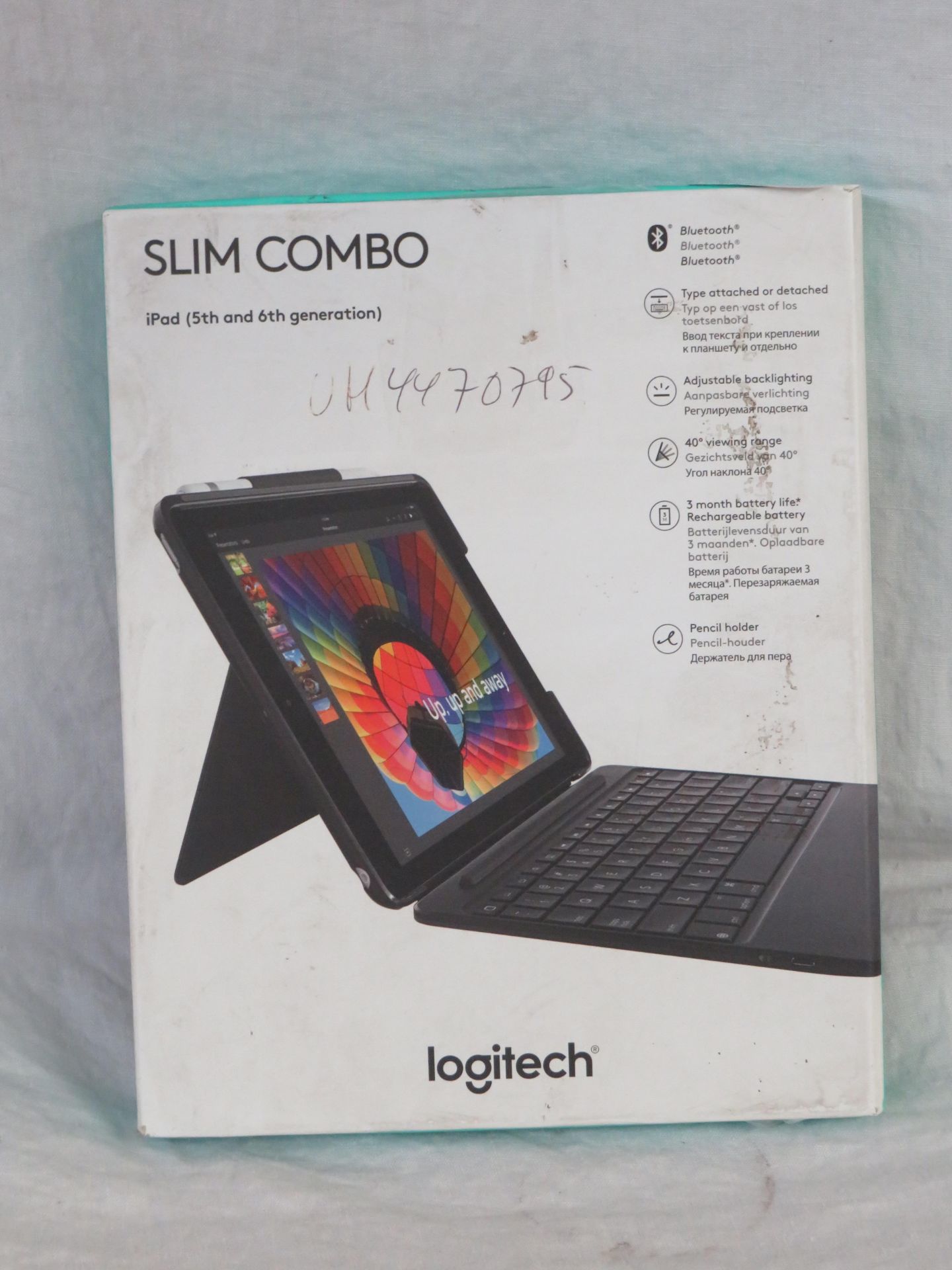 Logitech Slim Combo iPad 5th & 6th Gen keyboard, unchecked and boxed.