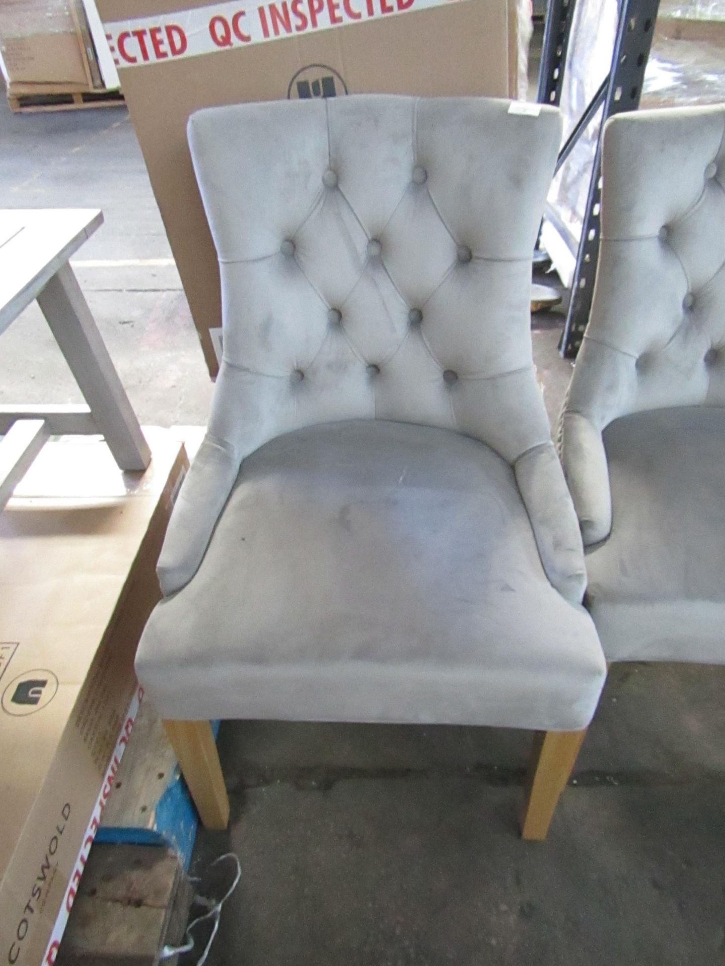 Cotswold Company Foxglove Grey Linen Winged Buttoned Chair RRP Â£160.00 - This item looks to be in