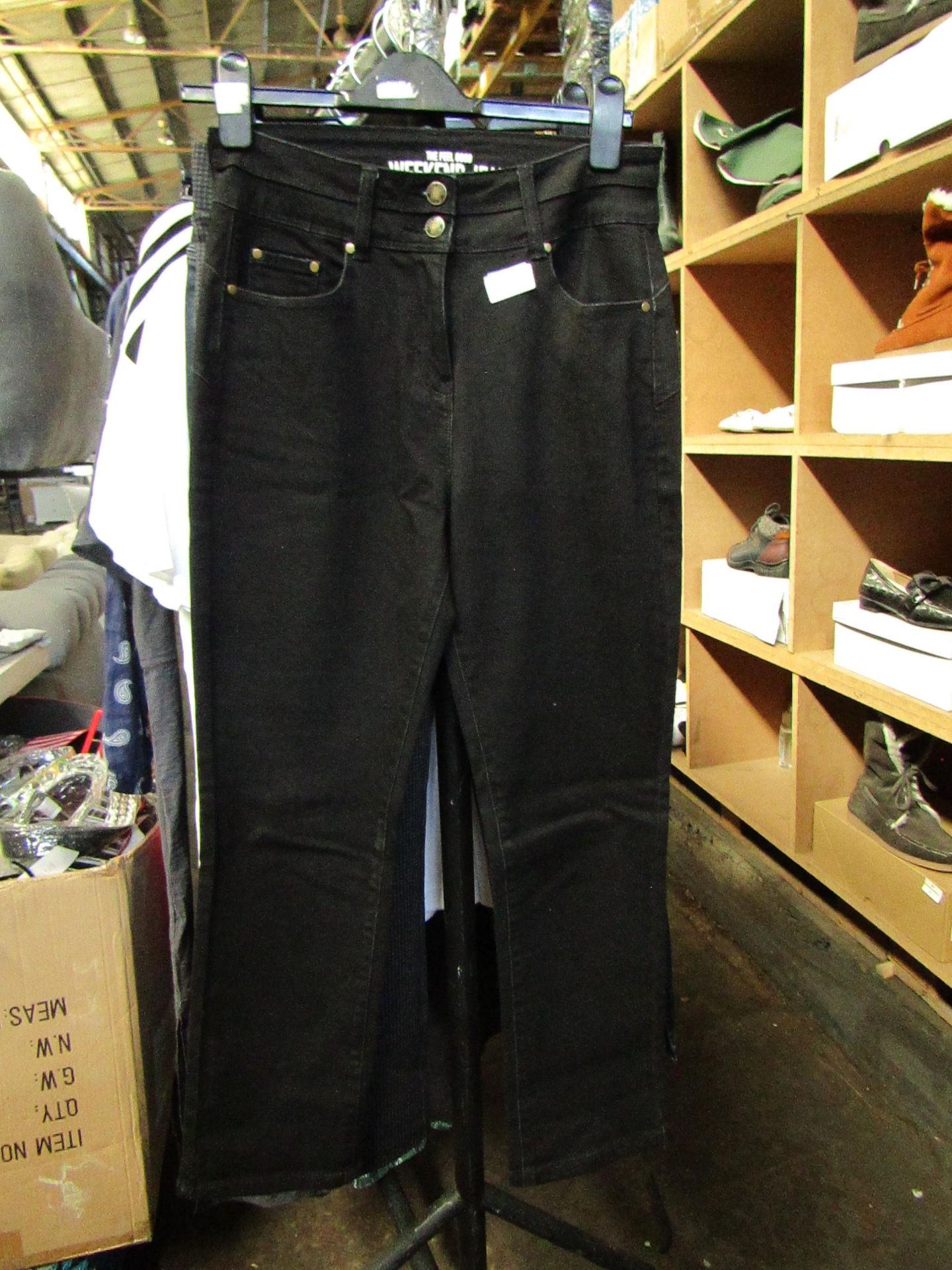 the feel good weekend jean, new sales sample, size 10