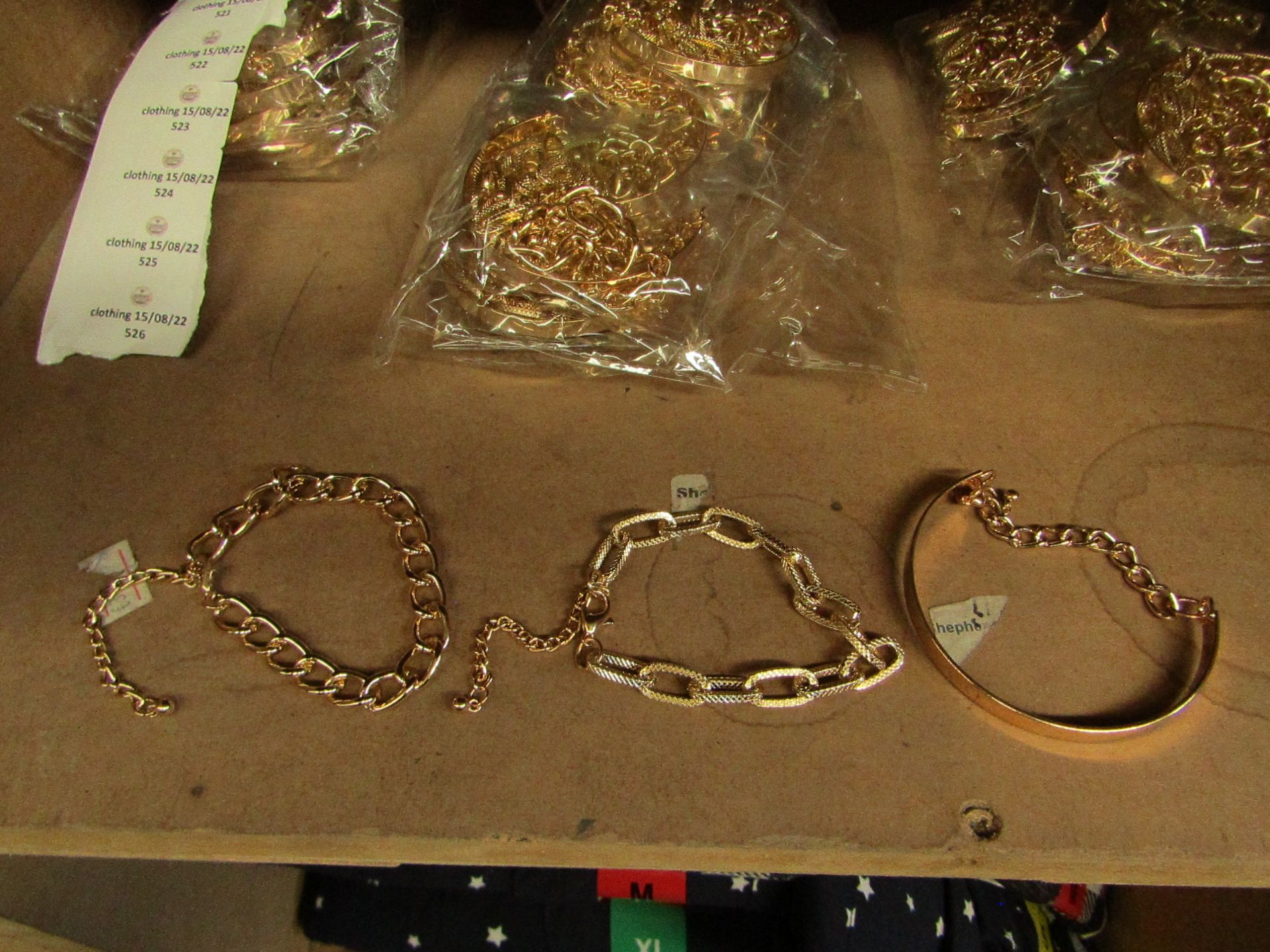 Set of 3 Gold metal fashion bracelets, new