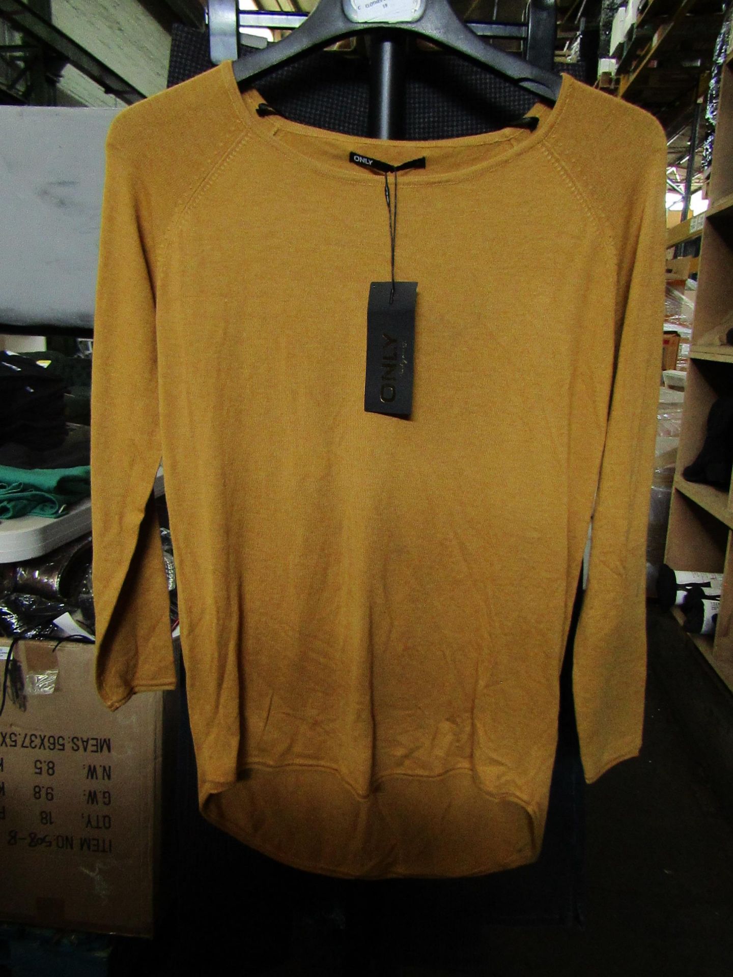 only Ladies Mustard pull,over, new size small