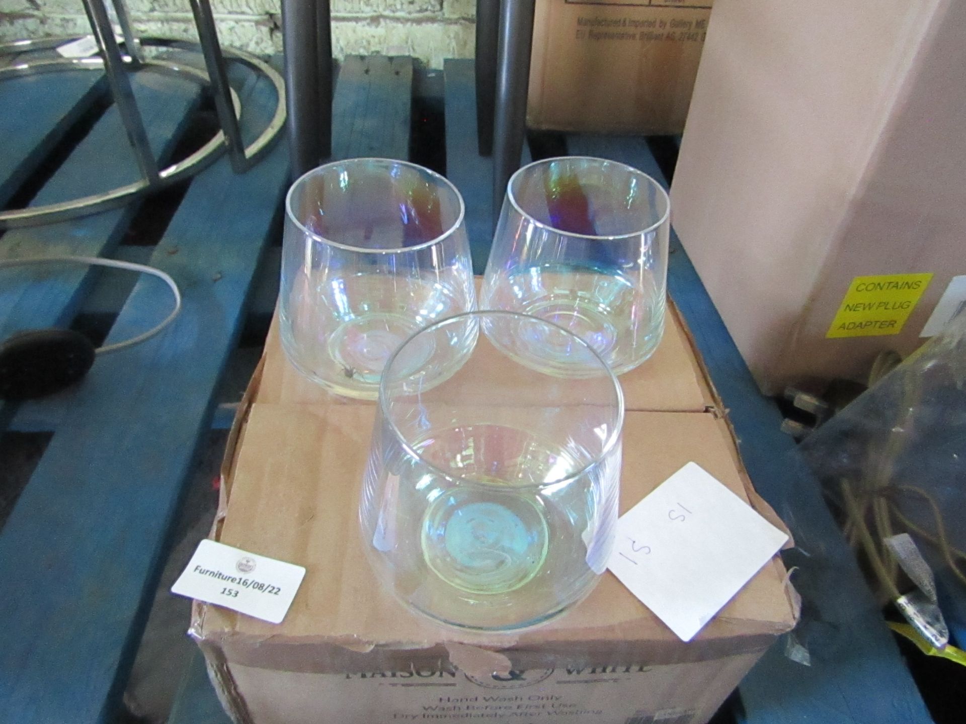 Moot Group Set of 4 Drinking Glasses - Please note one glass missing however the rest are in good