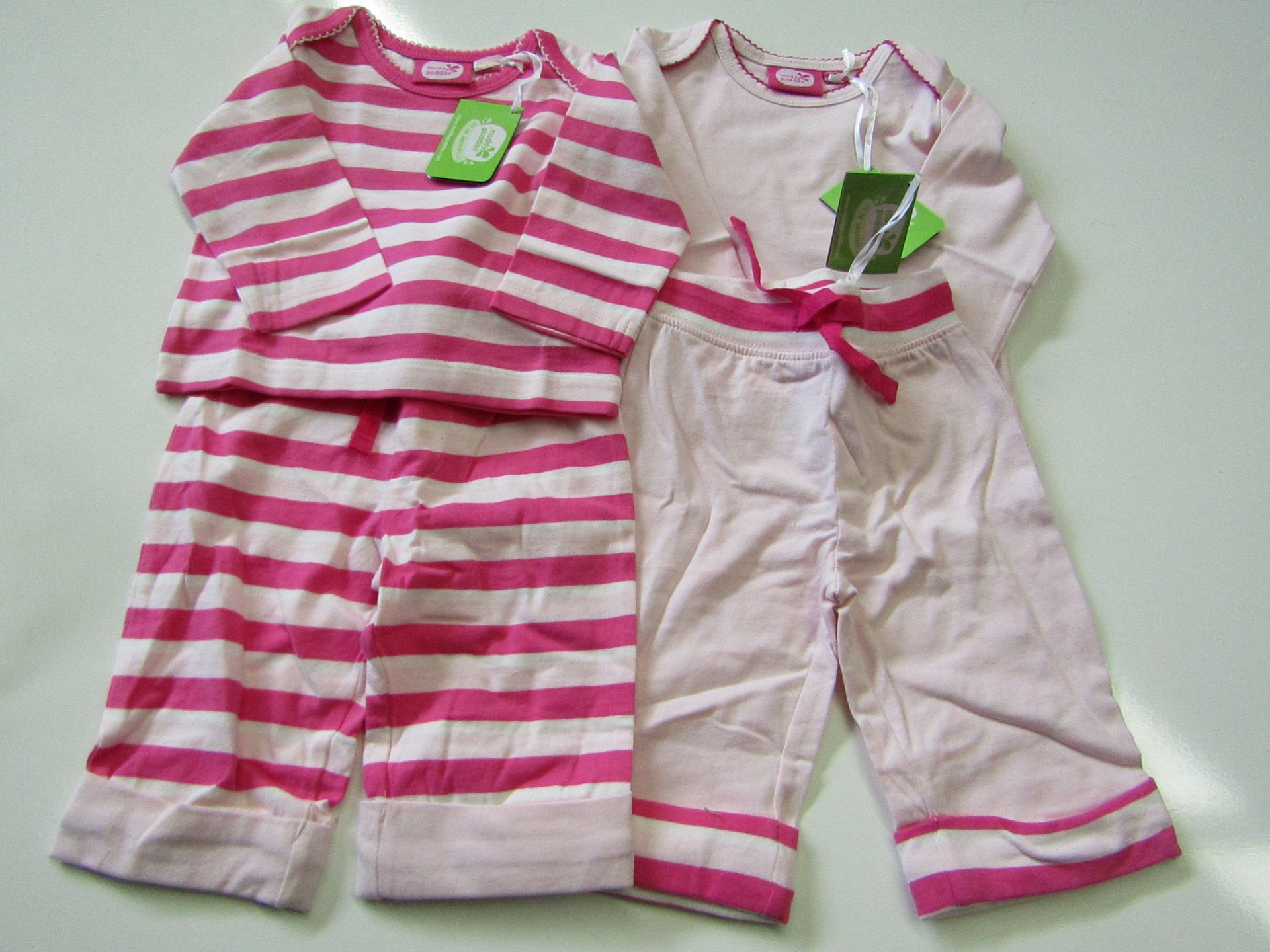 Muddy Puddles 3 X PKS of 2 Baby Tops 1 X Stripped 1 X Plain 3-6 Months Pink New & Packaged